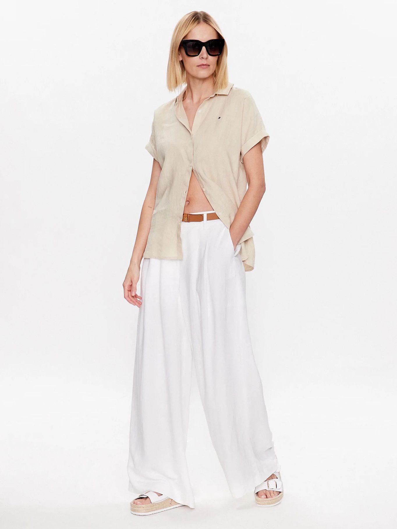 Camisa De Lino Regular Fit Beige Tommy Hilfiger-1