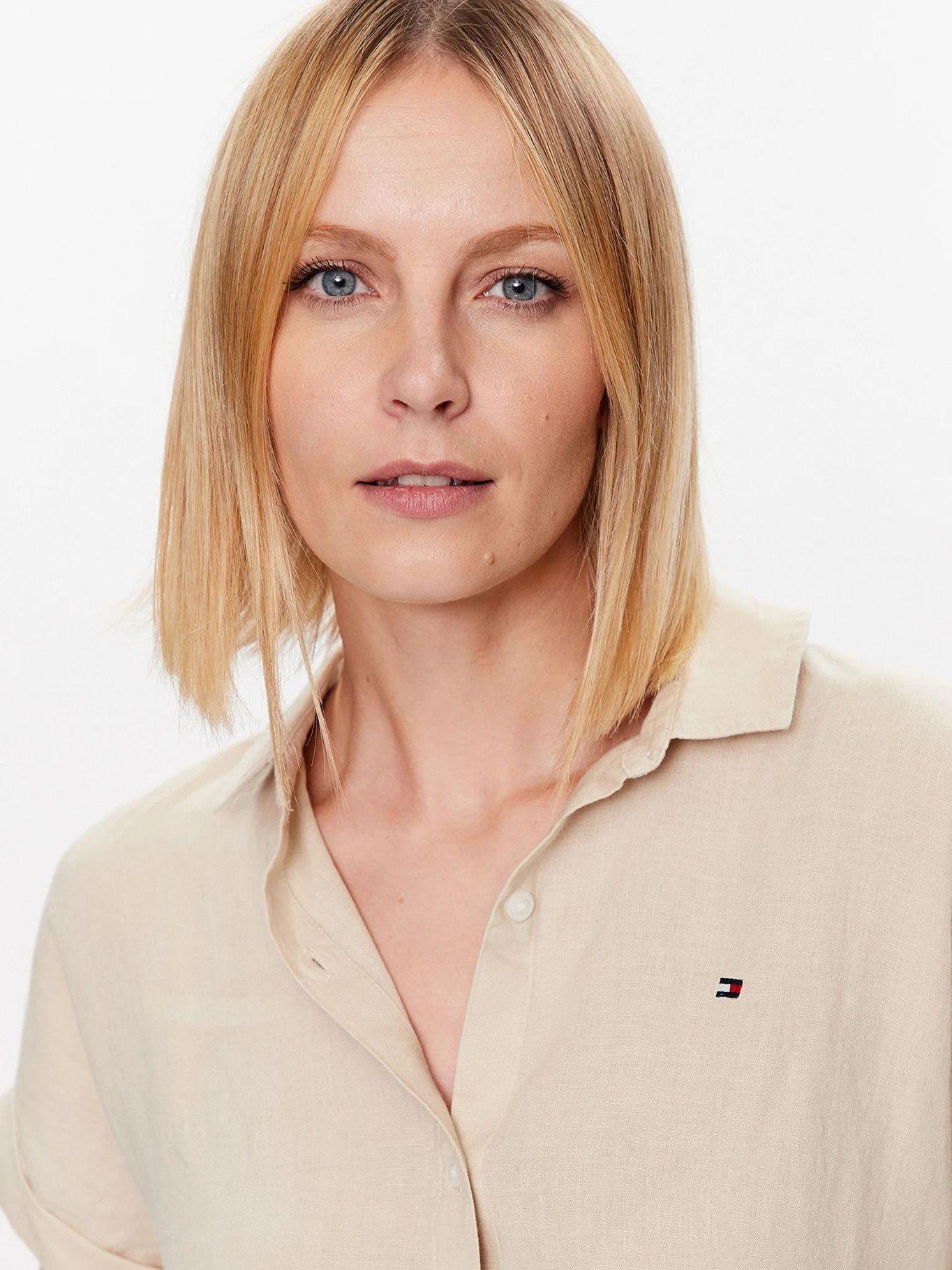 Camisa De Lino Regular Fit Beige Tommy Hilfiger-3