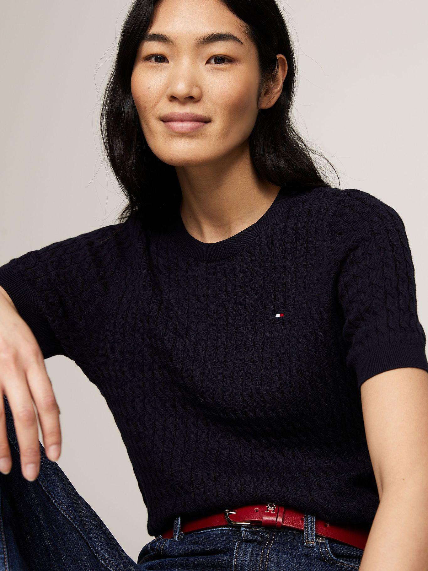 Sweater Tejido Cable Slim Fit Azul Tommy Hilfiger-4
