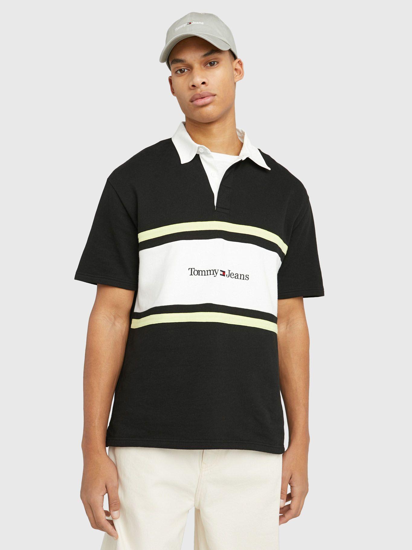 Polo Oversize Rugby Color Block Negro Tommy Jeans-0