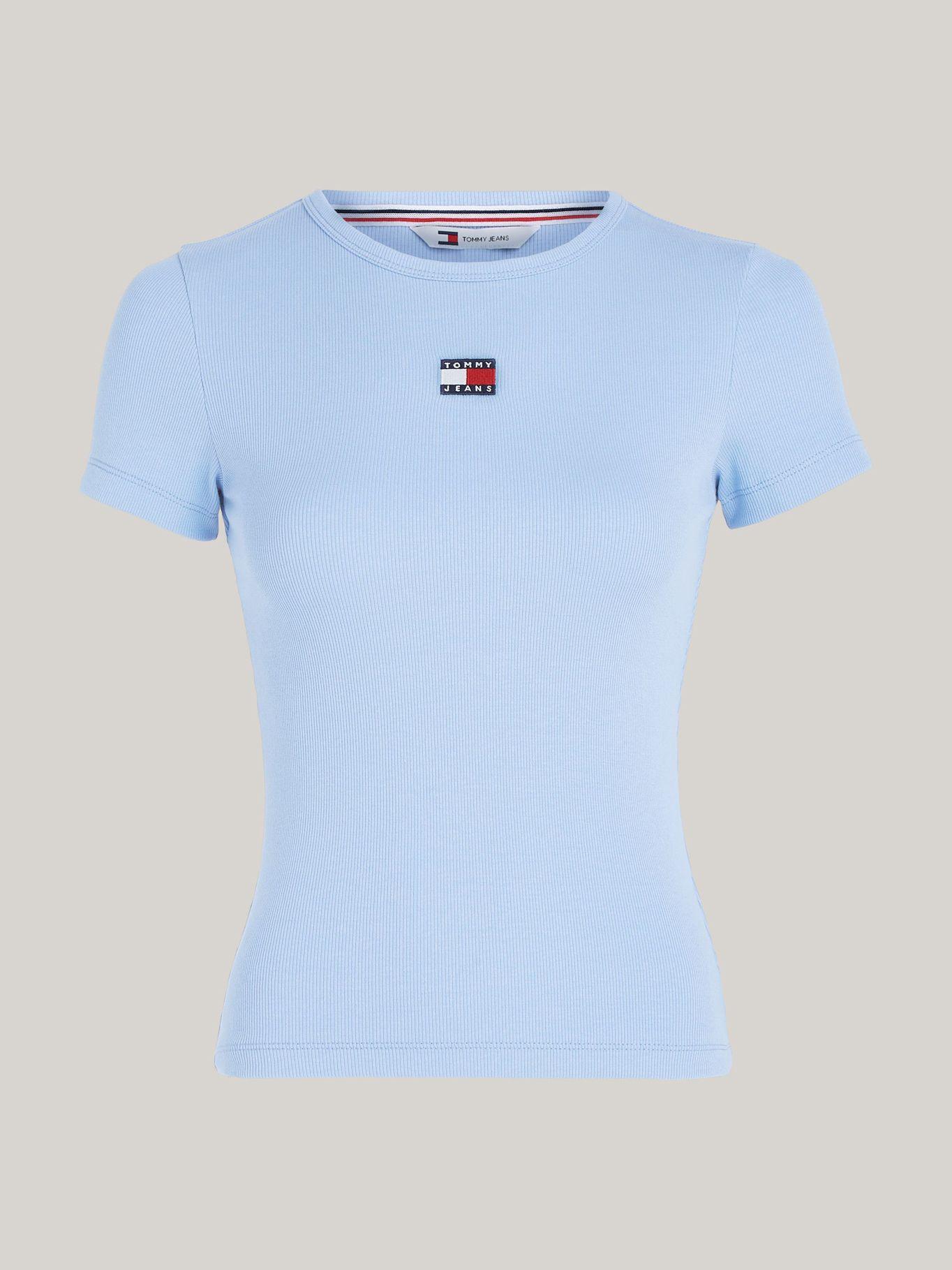 Polera Slim Fit Con Logo De Parche Celeste Tommy Jeans-4