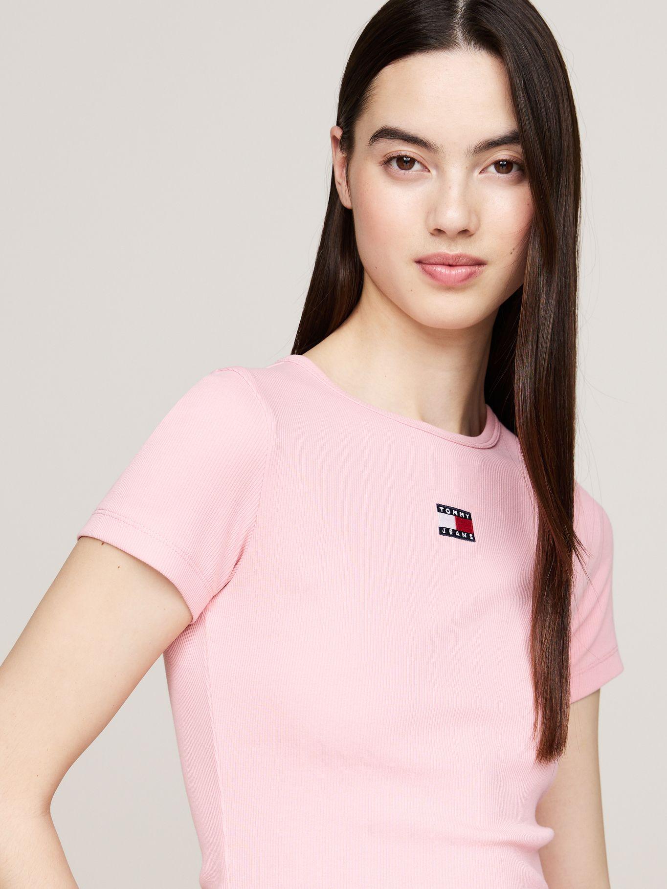 Polera Slim Fit Con Parche Rosado THA Tommy Jeans-3