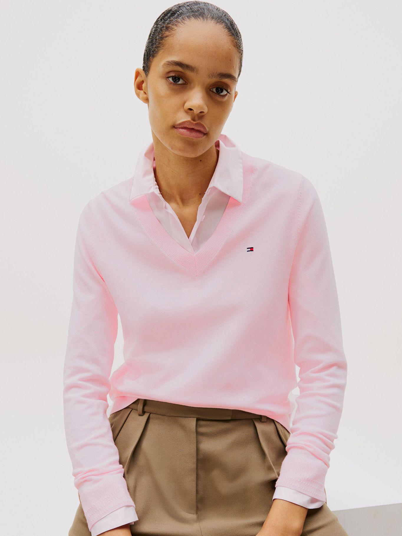 Sweater Solid V-Neck Rosado/Tommy Hilfiger-3