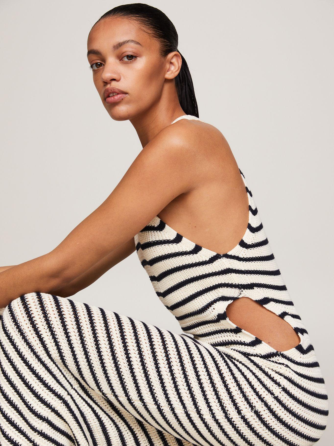 Vestido De Punto Croché Rayas Multicolor Tommy Hilfiger-3