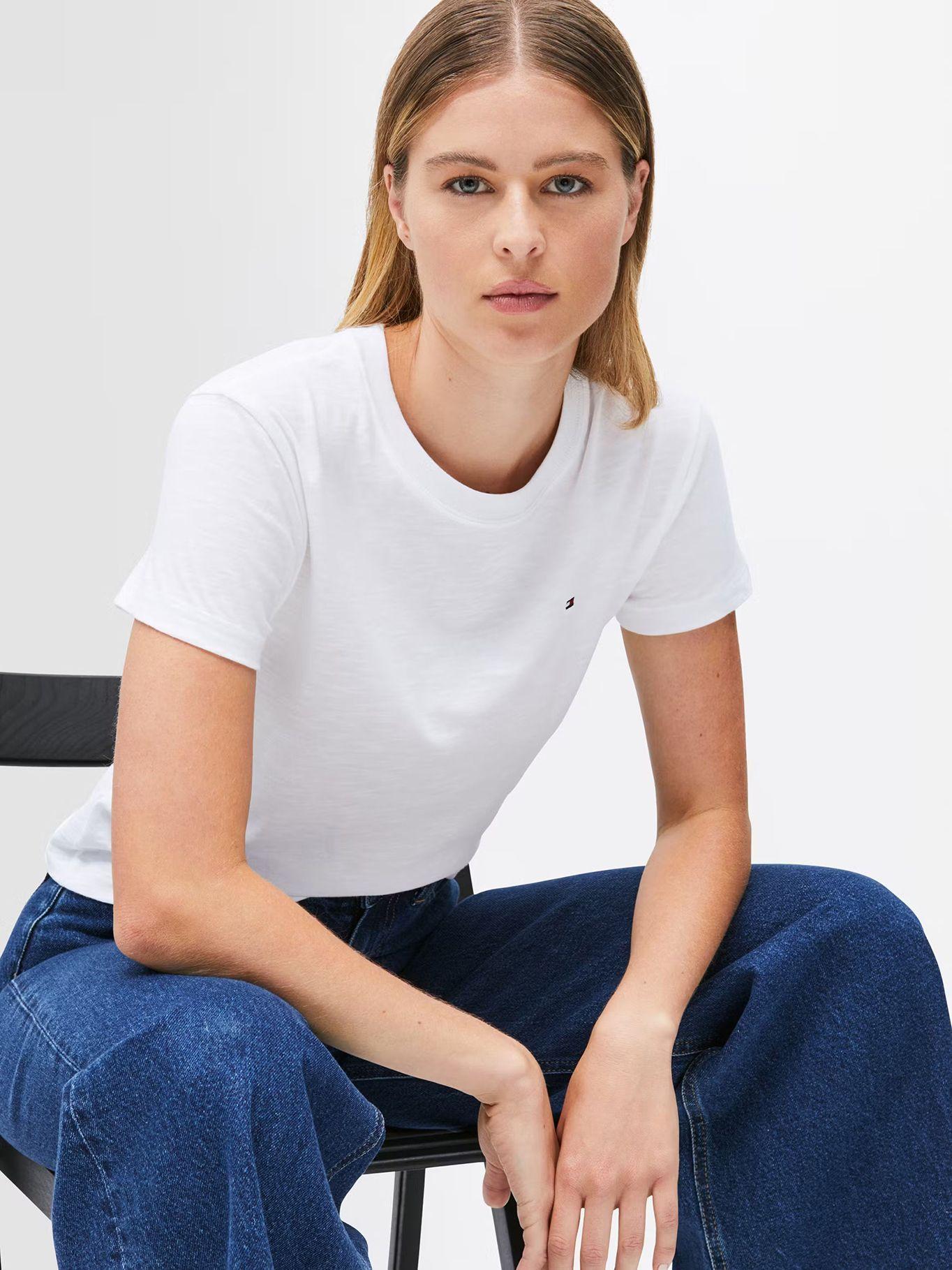 Polera De Corte Regular Con Logo Blanco Tommy Hilfiger-3