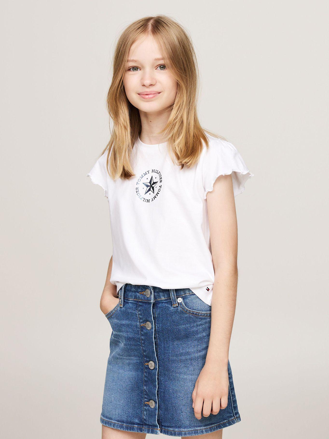 Polera De Niña Con Logo Metálico Blanco Tommy Hilfiger-0
