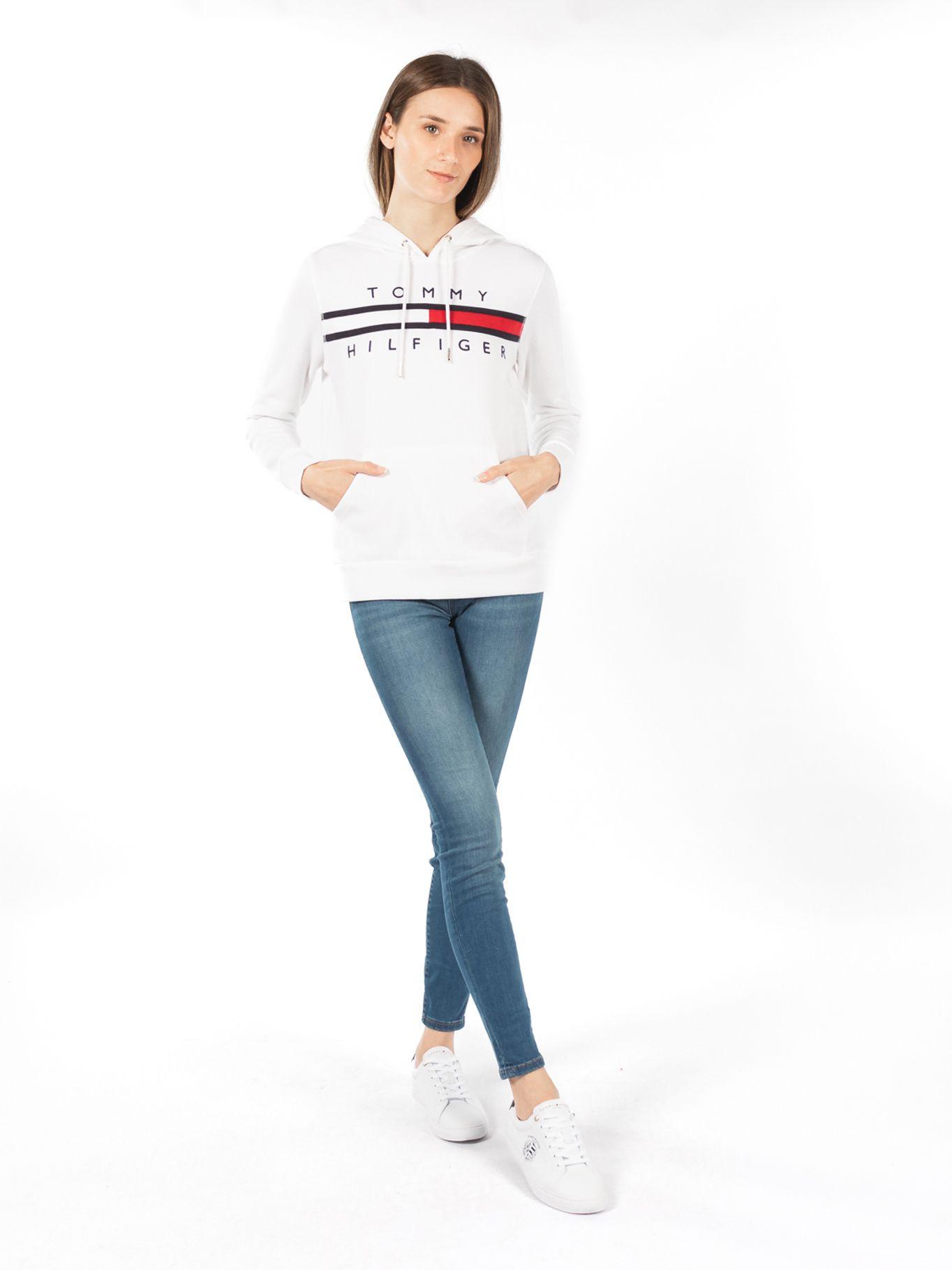Polerón Hoodie Global Logo Blanco Tommy Hilfiger-1