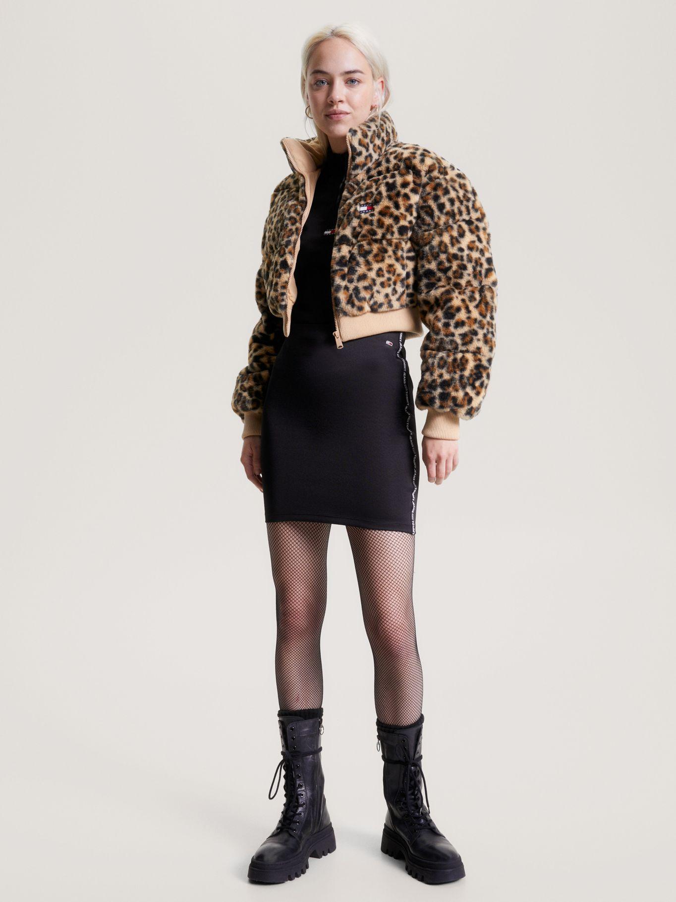 Chaqueta Ultracropped Print De Leopard Café Tommy Jeans-1