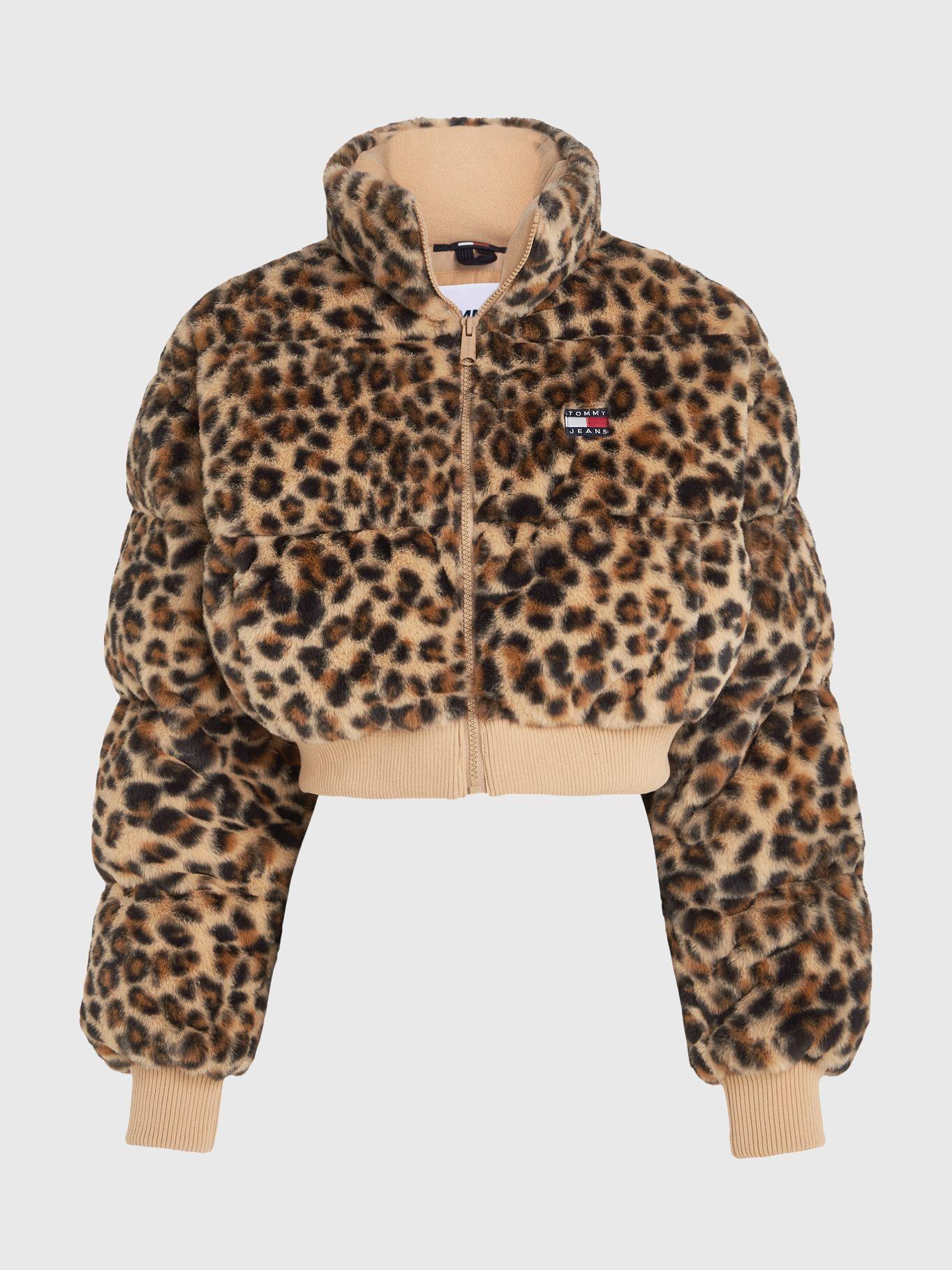 Chaqueta Ultracropped Print De Leopard Café Tommy Jeans-4
