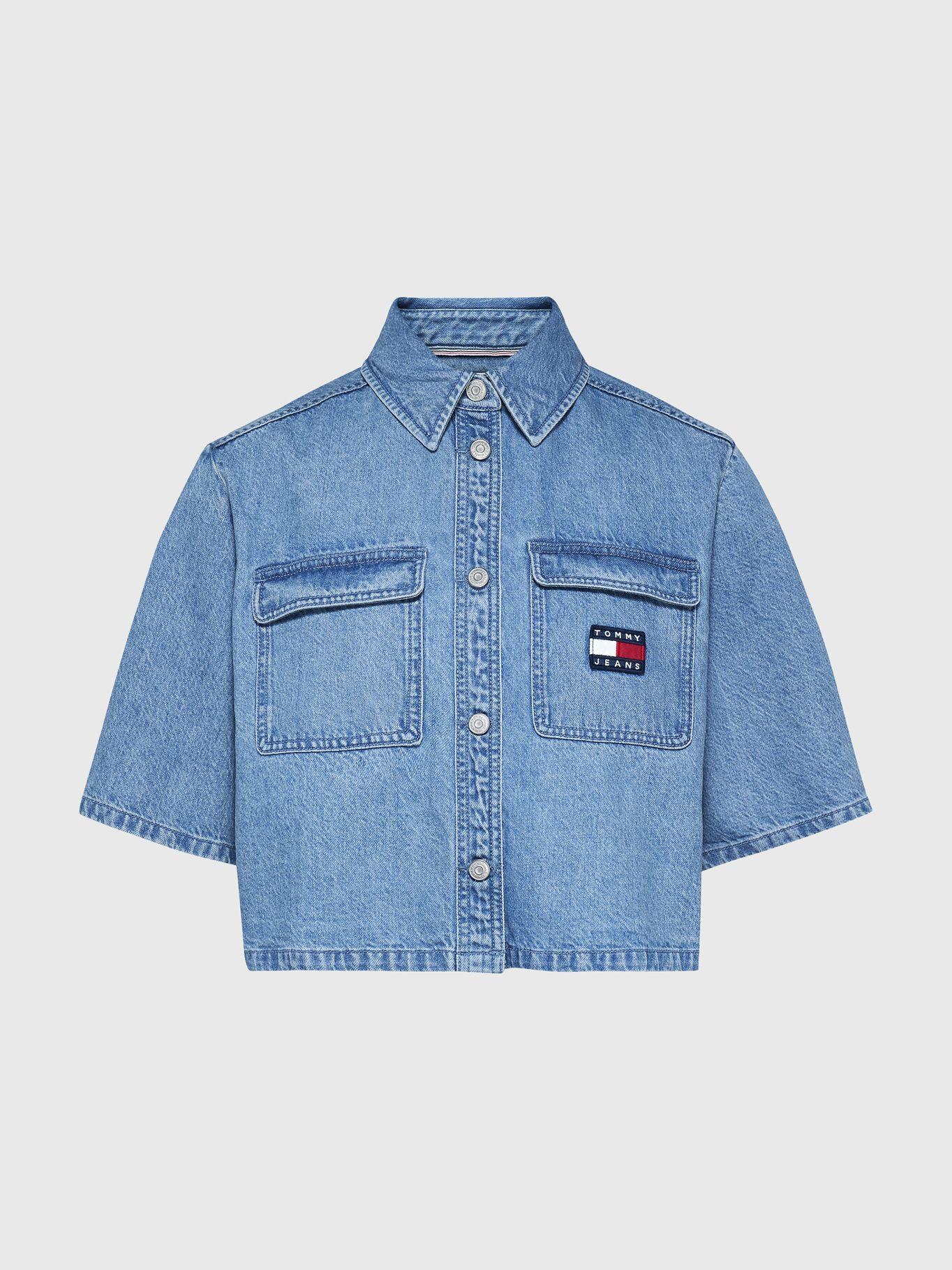 Camisa Vaquera Denim Cropped Azul Tommy Hilfiger-4