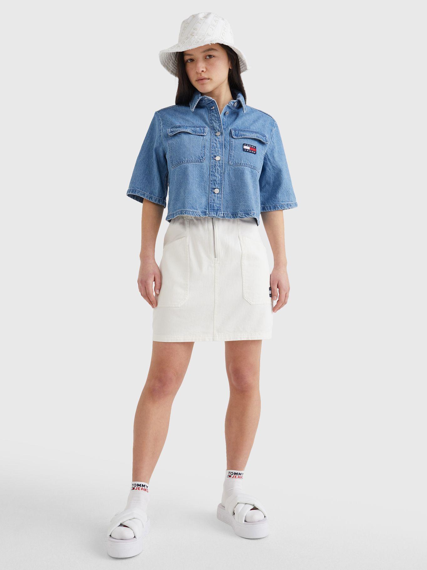 Camisa Vaquera Denim Cropped Azul Tommy Hilfiger-0