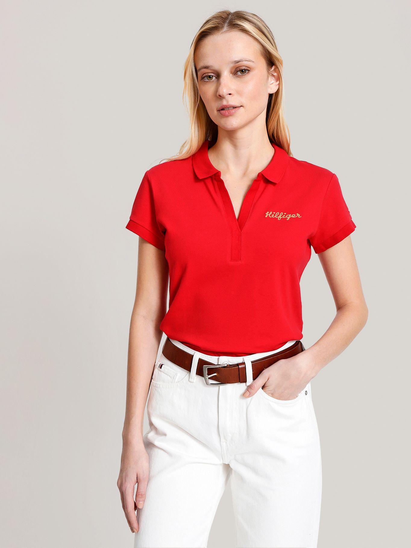 Polo Solid Con Logo Rojo Tommy Hilfiger-0