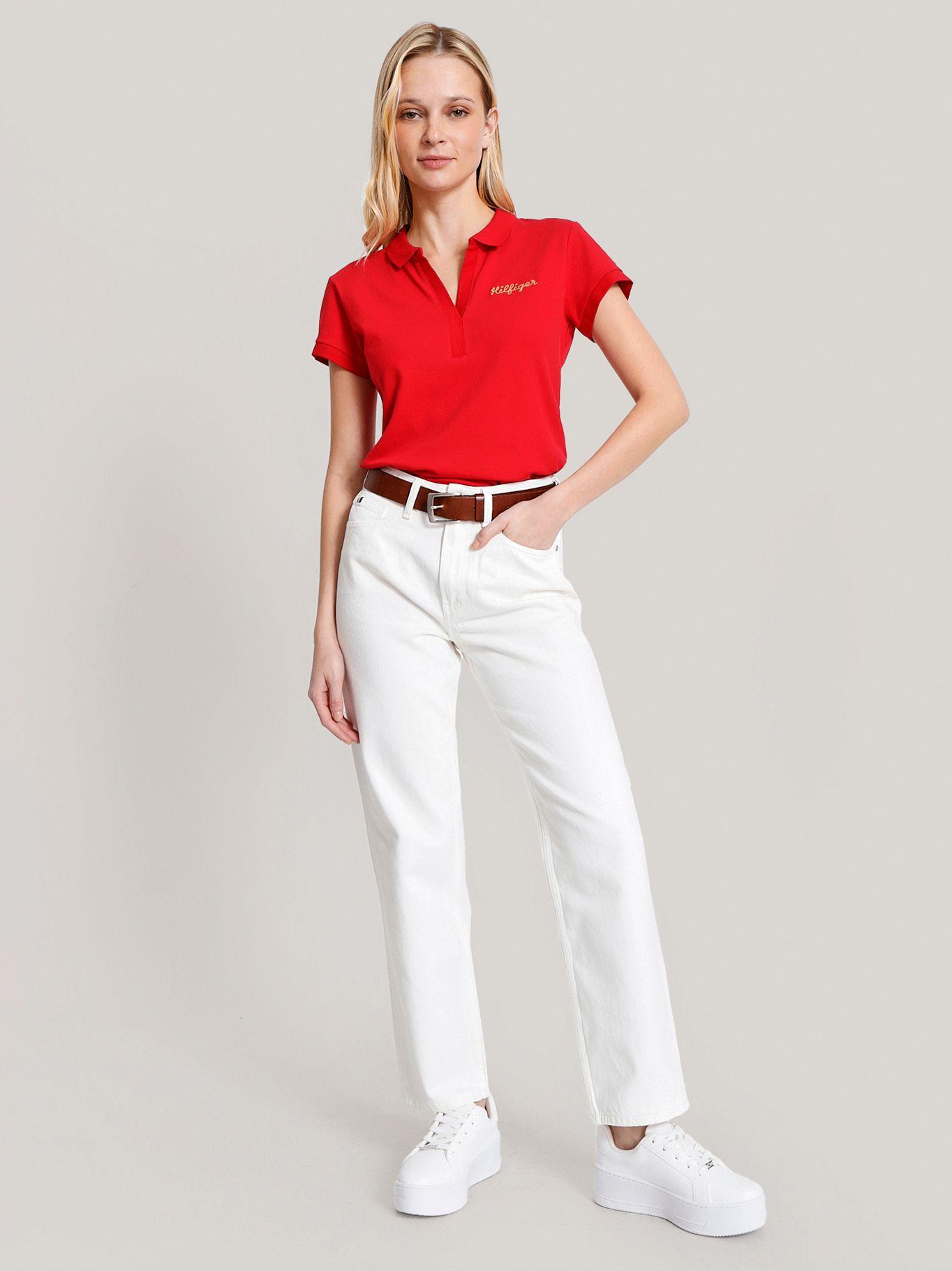 Polo Solid Con Logo Rojo Tommy Hilfiger-1