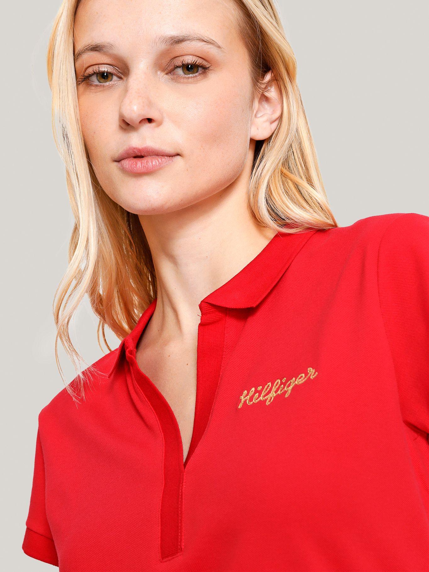 Polo Solid Con Logo Rojo Tommy Hilfiger-3