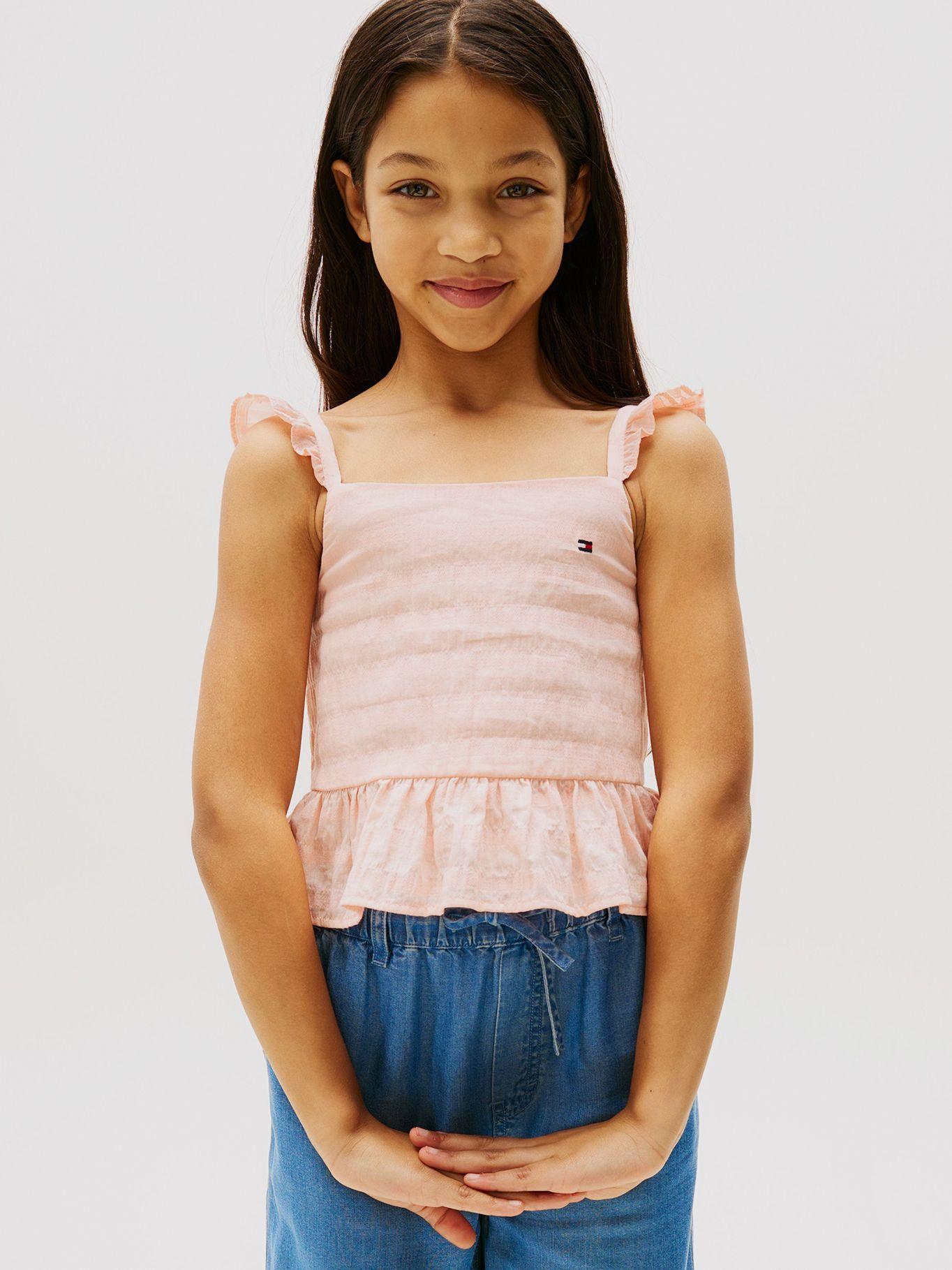 Top Texturizado Con Volantes Rosado Tommy Hilfiger-0