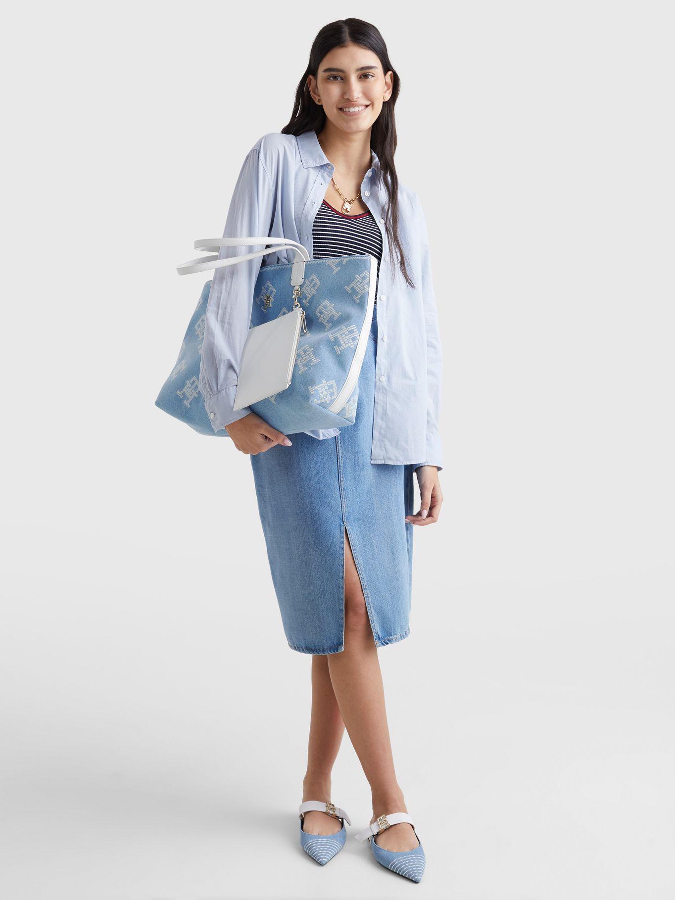Tote Iconic Denim Monogram Celeste Tommy Hilfiger-1