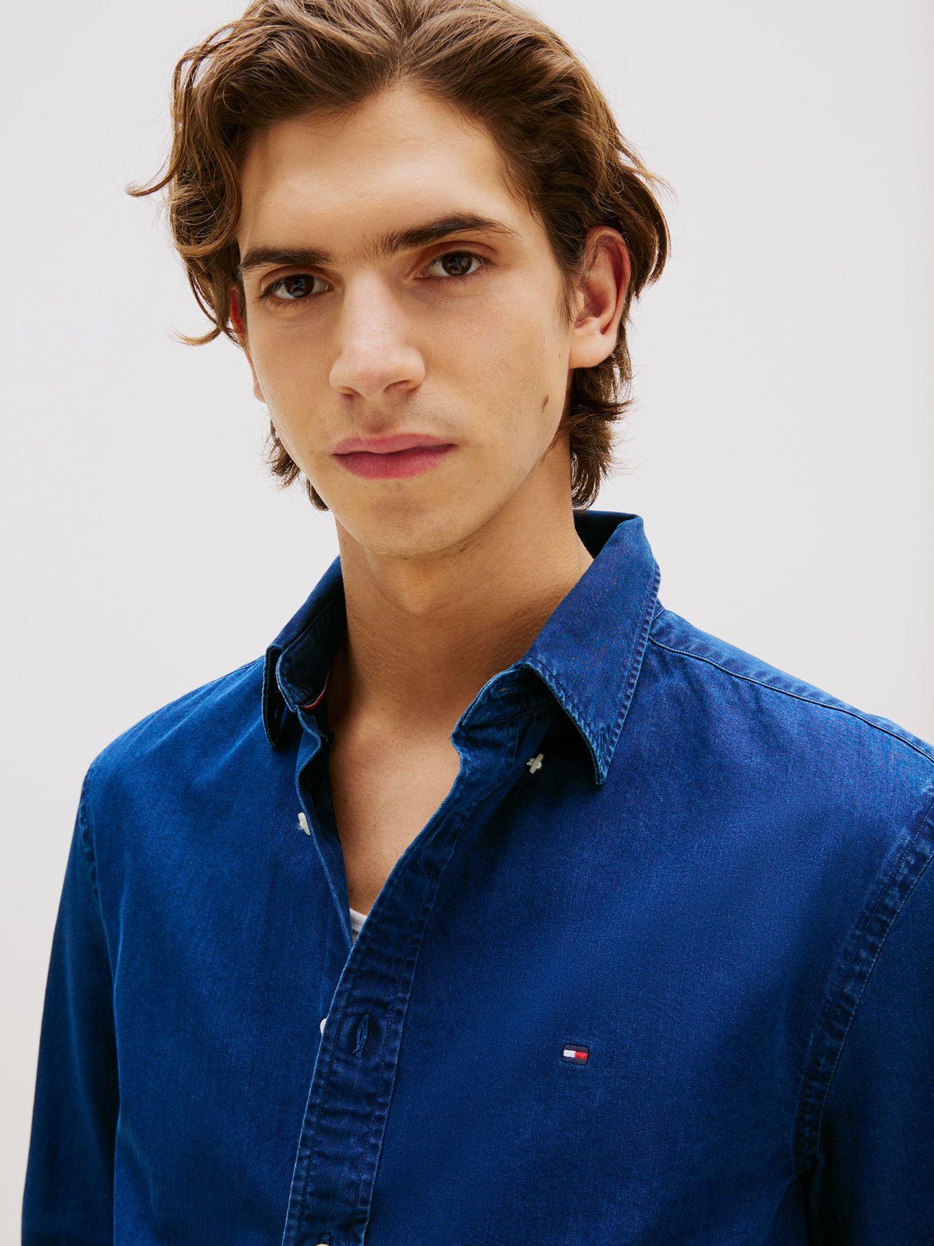 Camisa Chambray Regular Fit Azul Tommy Hilfiger-3
