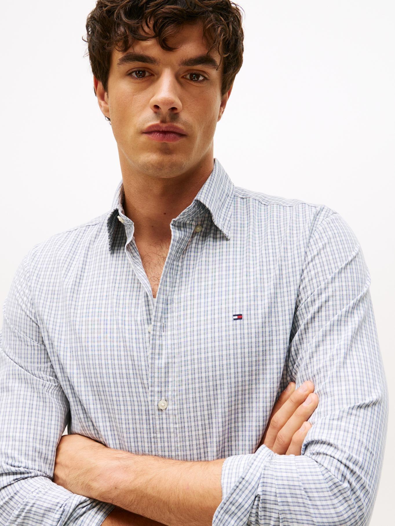 Camisa Th Flex Corte Regular Azul Tommy Hilfiger-3