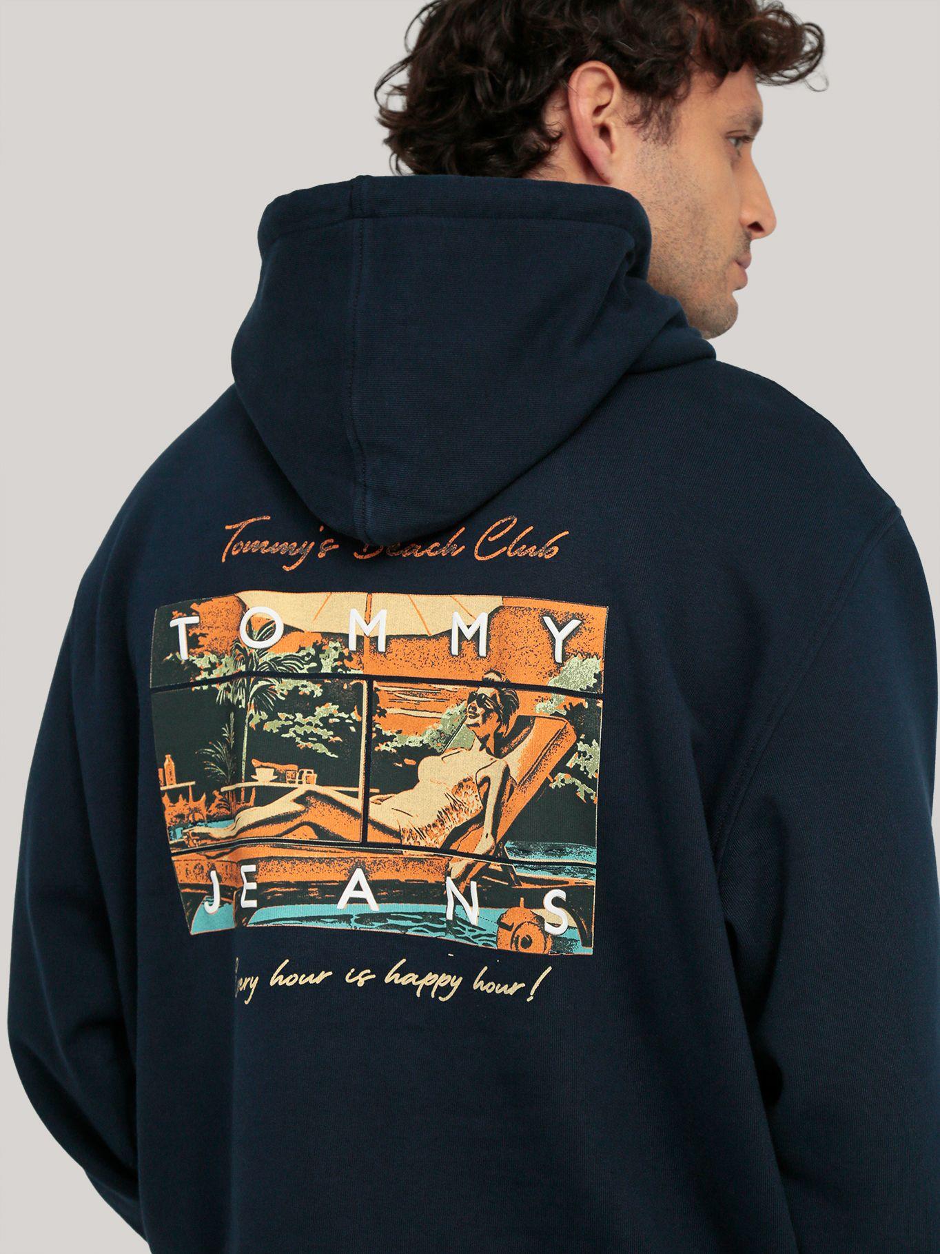 Polerón Hoodie Beach Club Graphic Logo Azul Tommy Jeans-4