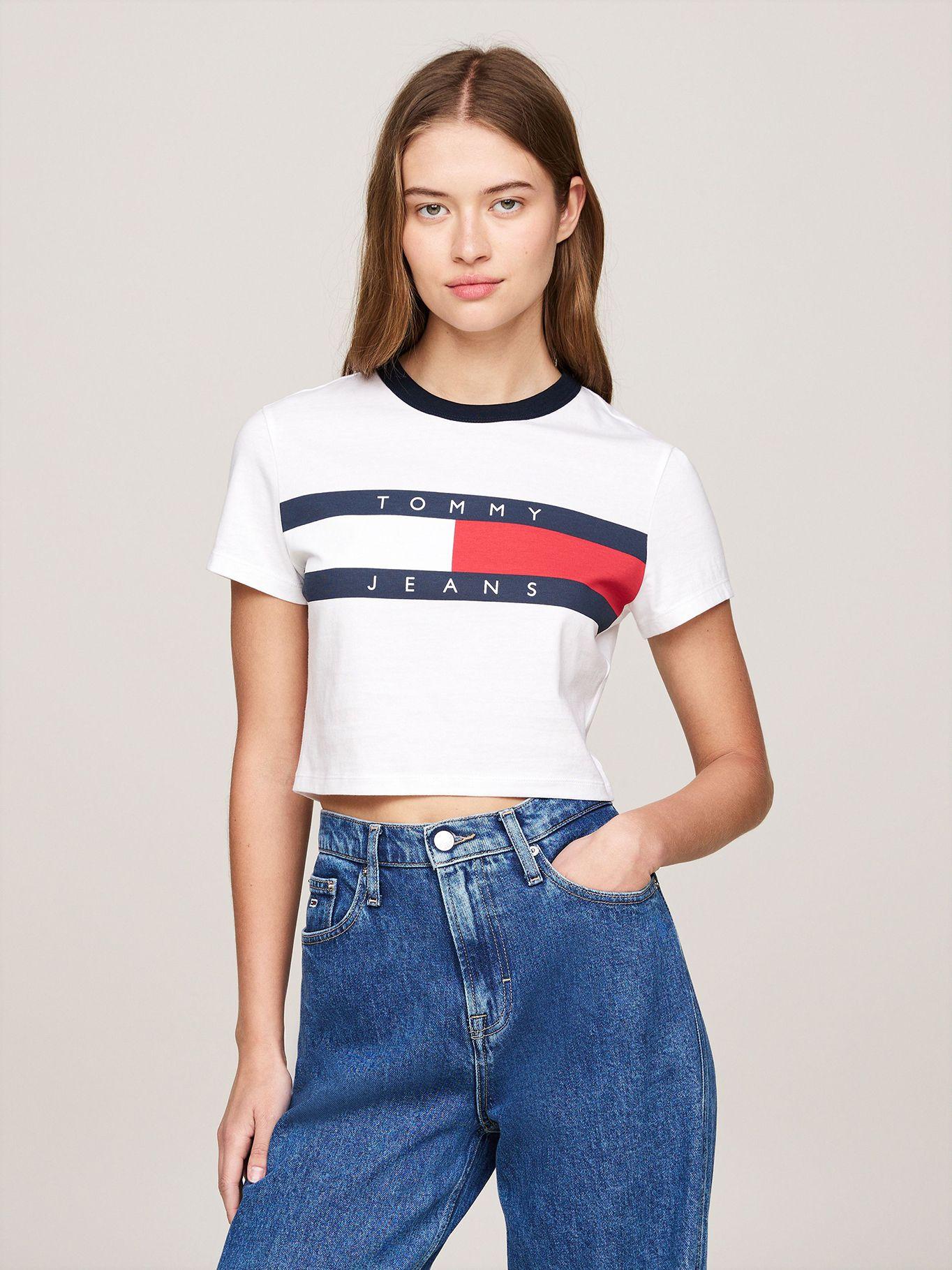 Polera Cropped Slim Fit Con Logo Blanco Tommy Jeans-0