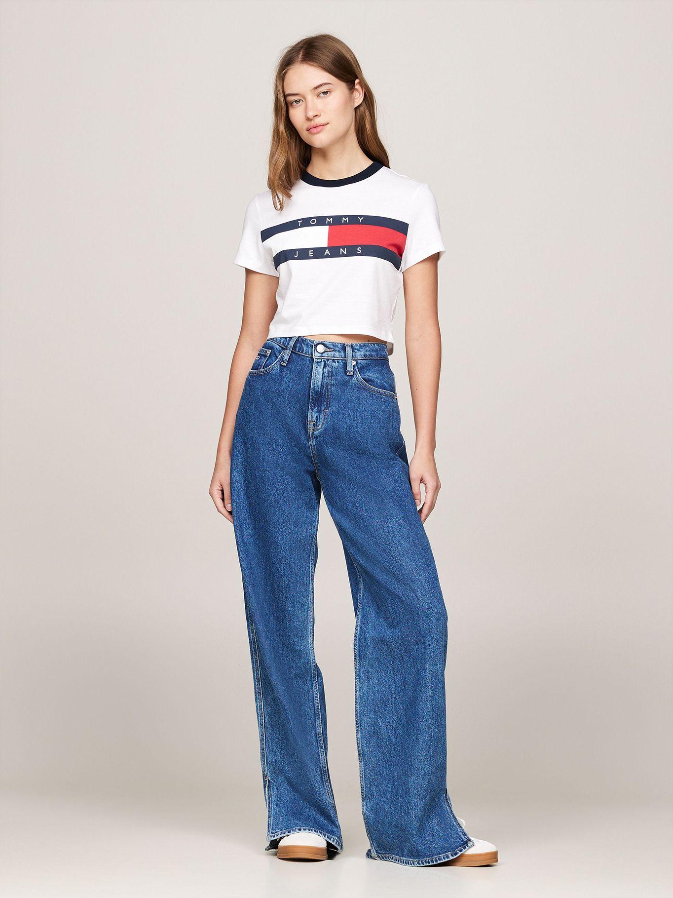 Polera Cropped Slim Fit Con Logo Blanco Tommy Jeans-1