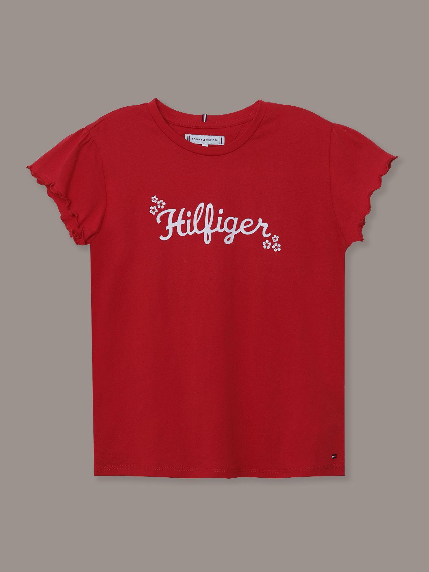 Polera De Niña Con Logo Floral Rojo Tommy Hilfiger-0