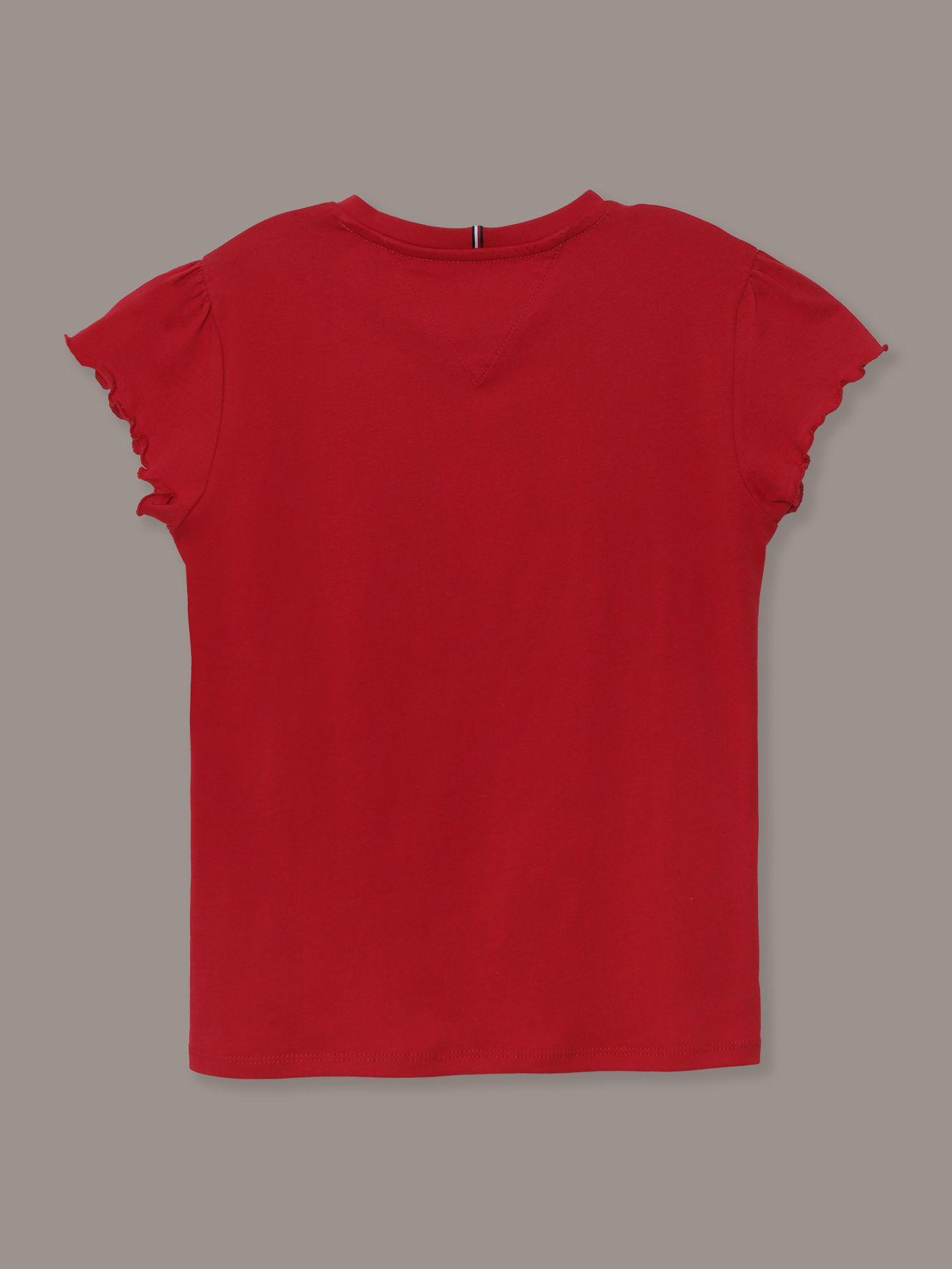 Polera De Niña Con Logo Floral Rojo Tommy Hilfiger-1