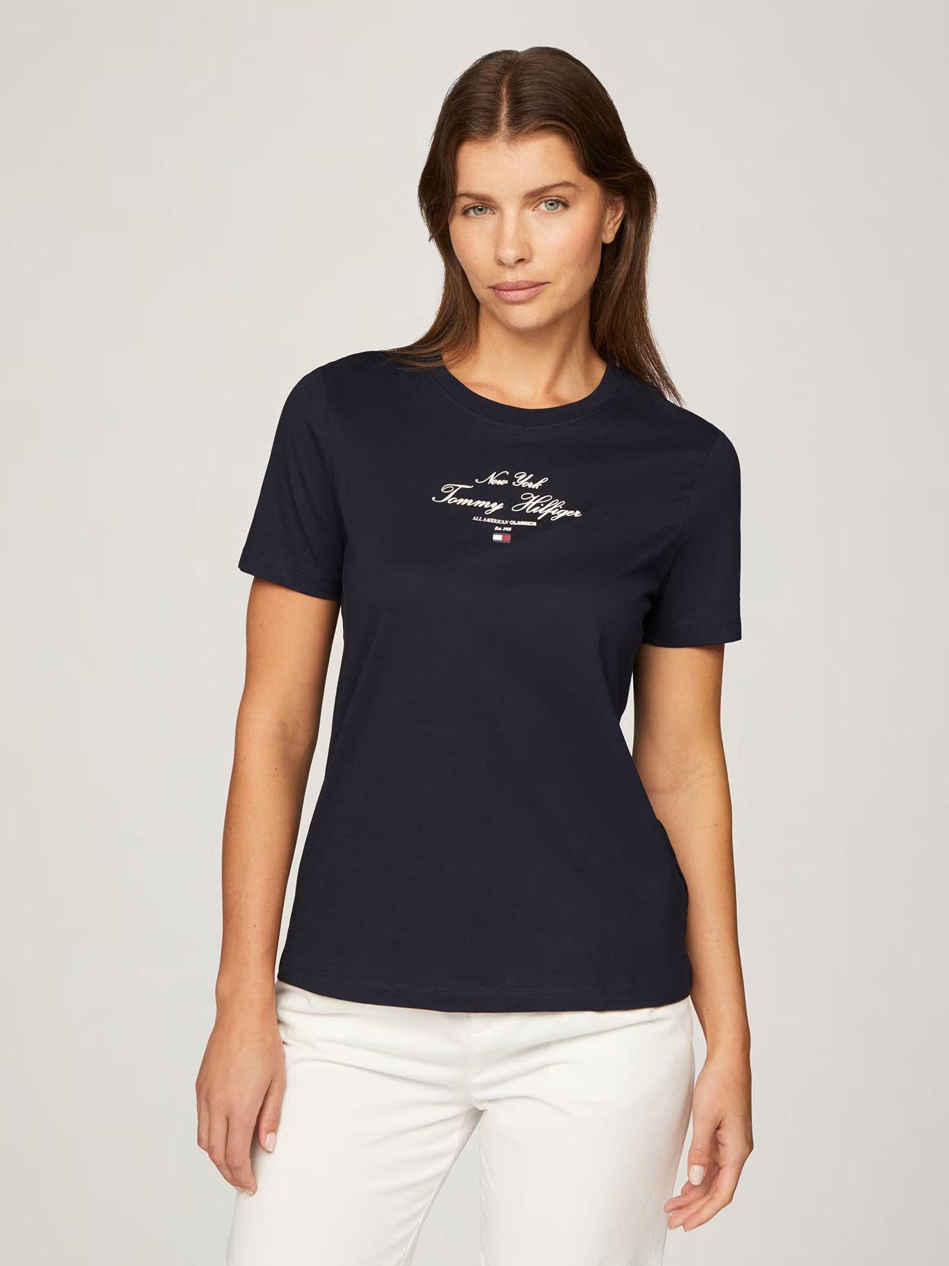 Polera Logo Script Regular Fit Azul Tommy Hilfiger-0