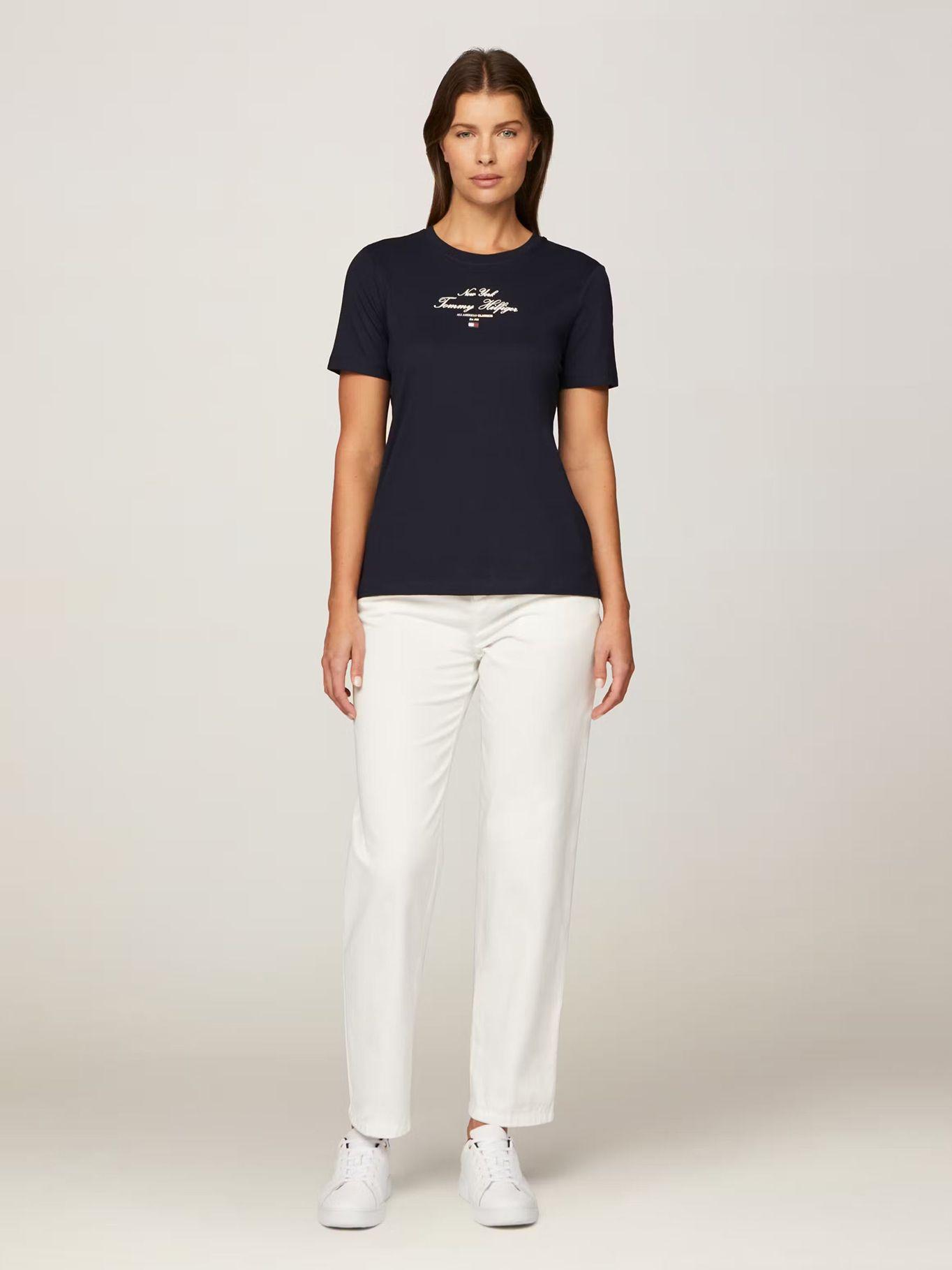Polera Logo Script Regular Fit Azul Tommy Hilfiger-1