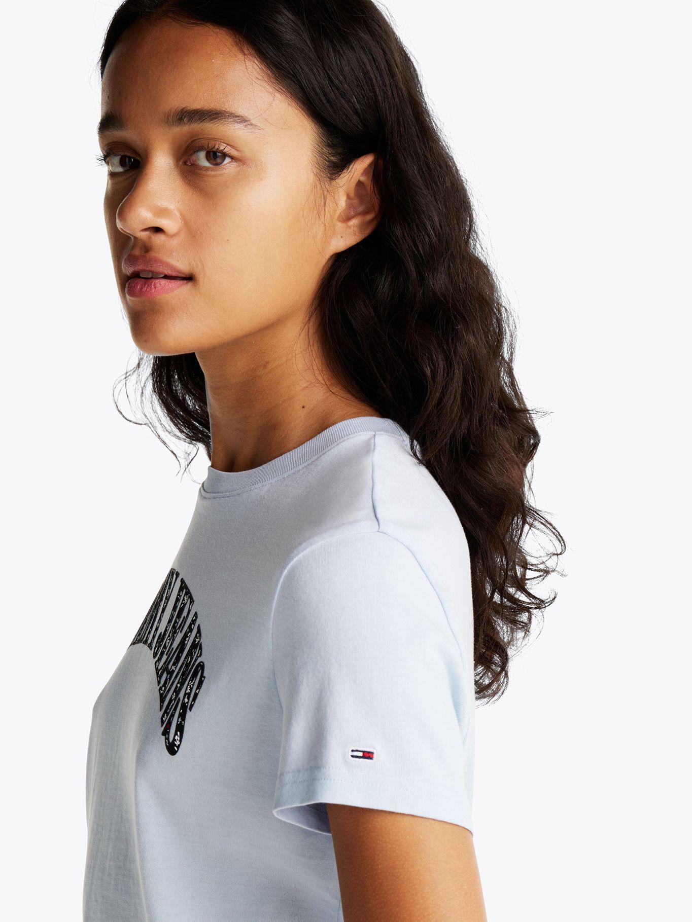 Polera Con Logo De Flores Celeste Tommy Jeans-3