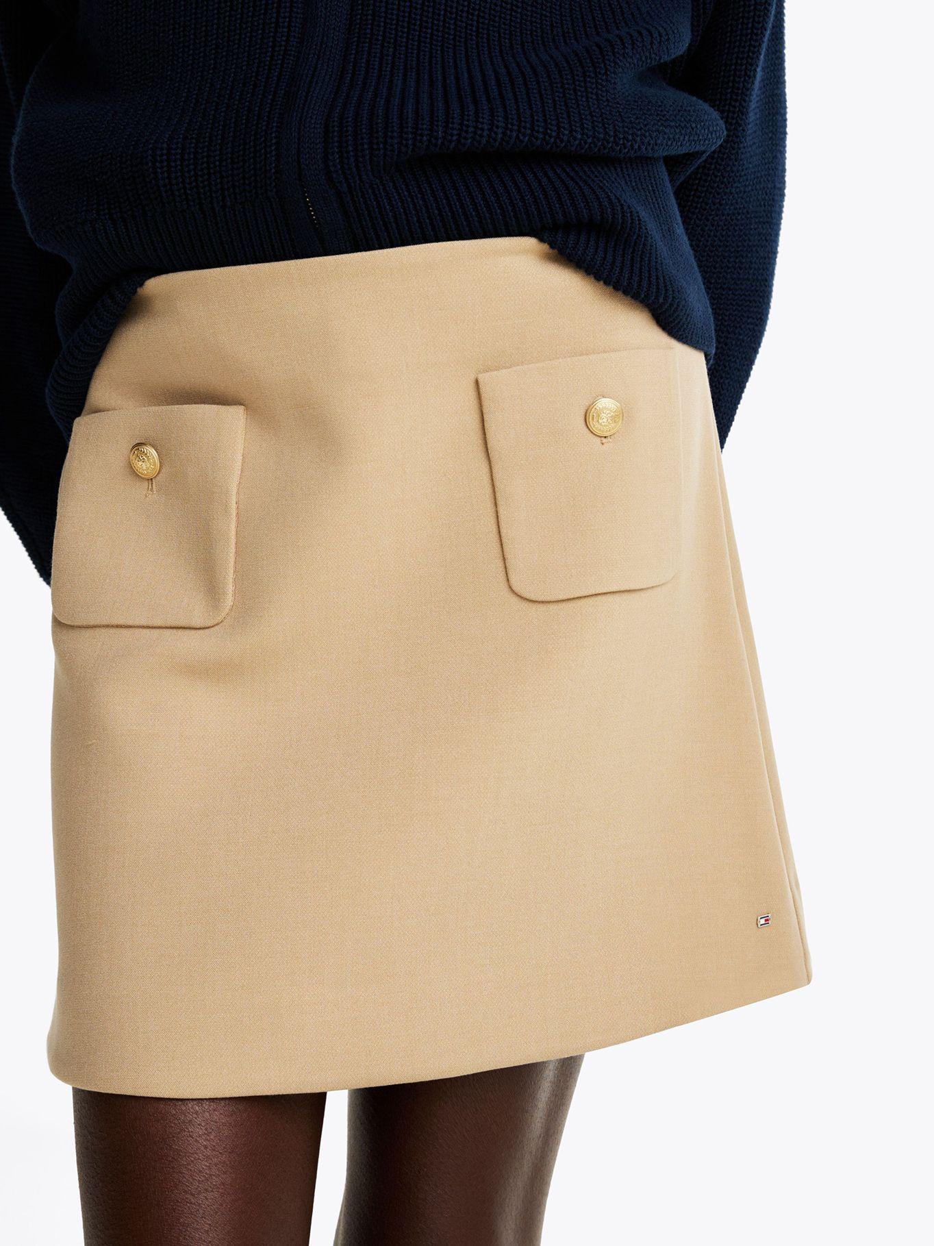Minifalda Con Bolsillos Abotonados Beige Tommy Hilfiger-3