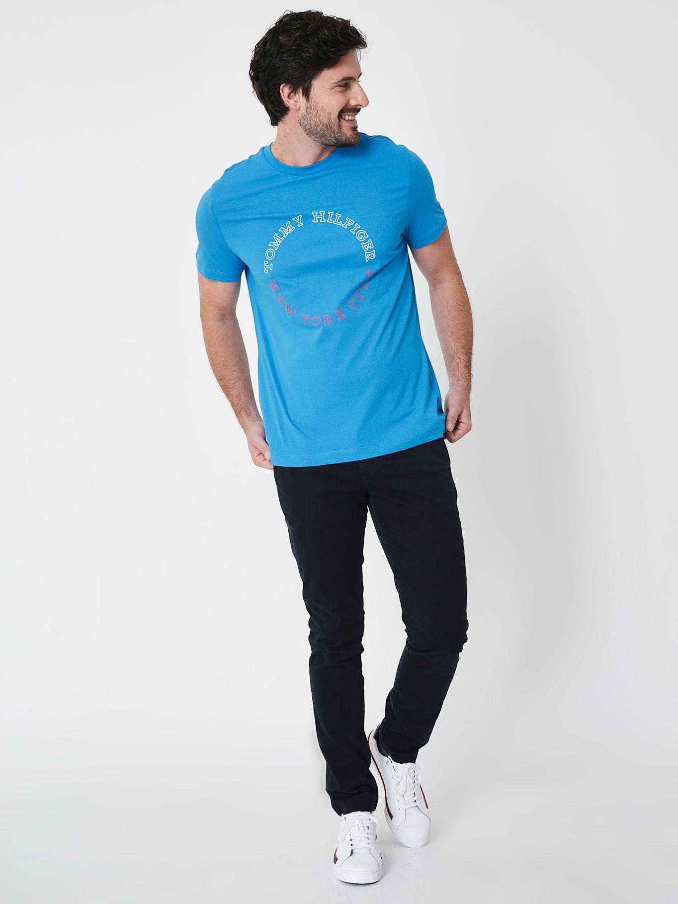 Polera Slim Fit Logo Monotype Azul Tommy Hilfiger-2