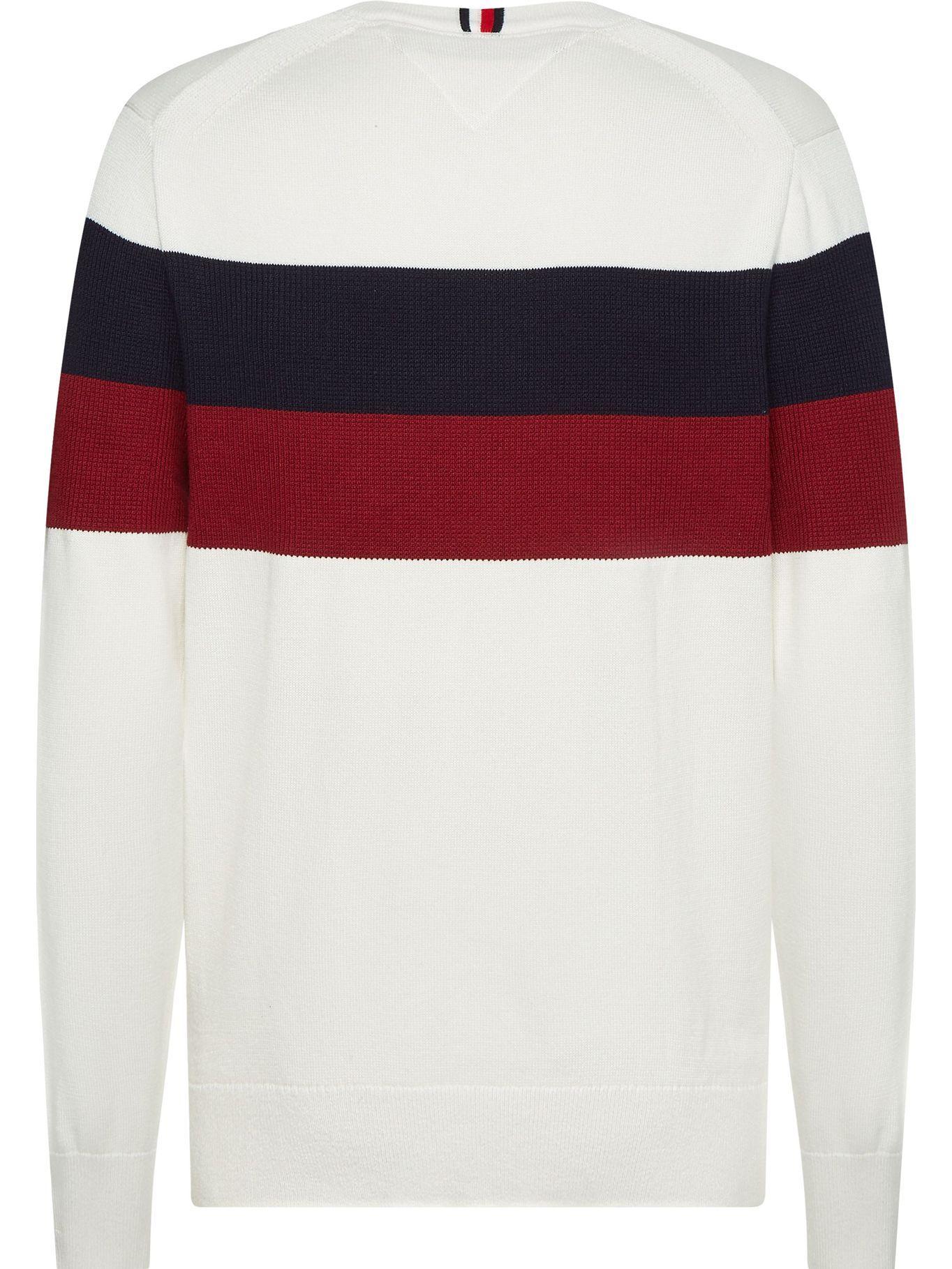 Sweater C-Neck Stripe Logo Crema Tommy Hilfiger-5