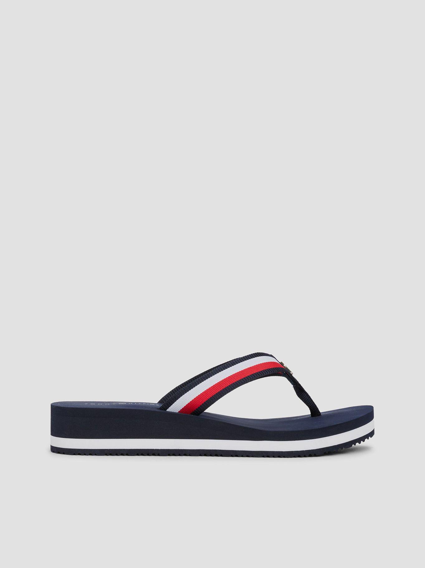 Sandalia Cuña Con Tiras Distintivas Azul Tommy Hilfiger-4