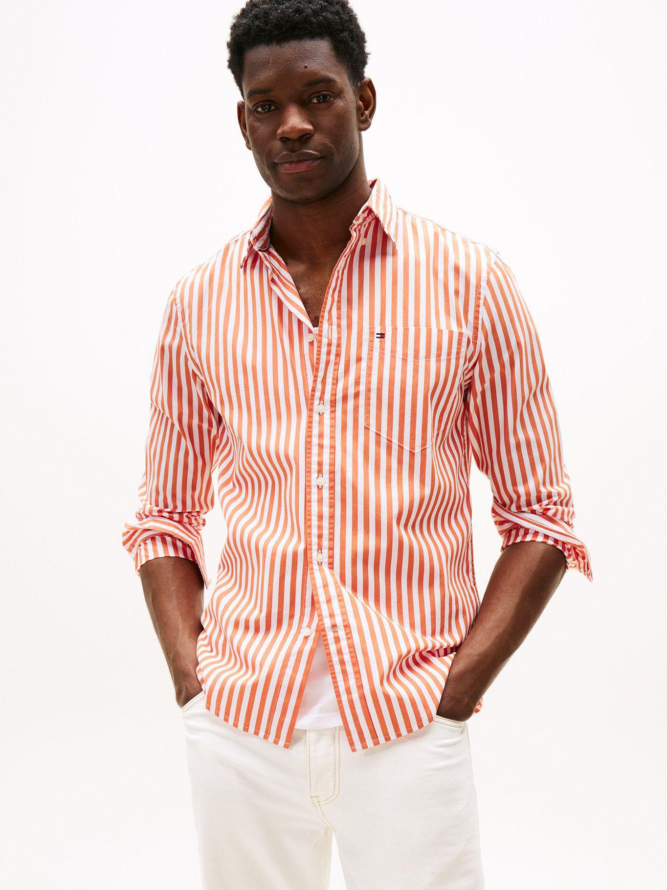 Camisa Rayas Th Flex Regular Fit Naranjo Tommy Hilfiger-0