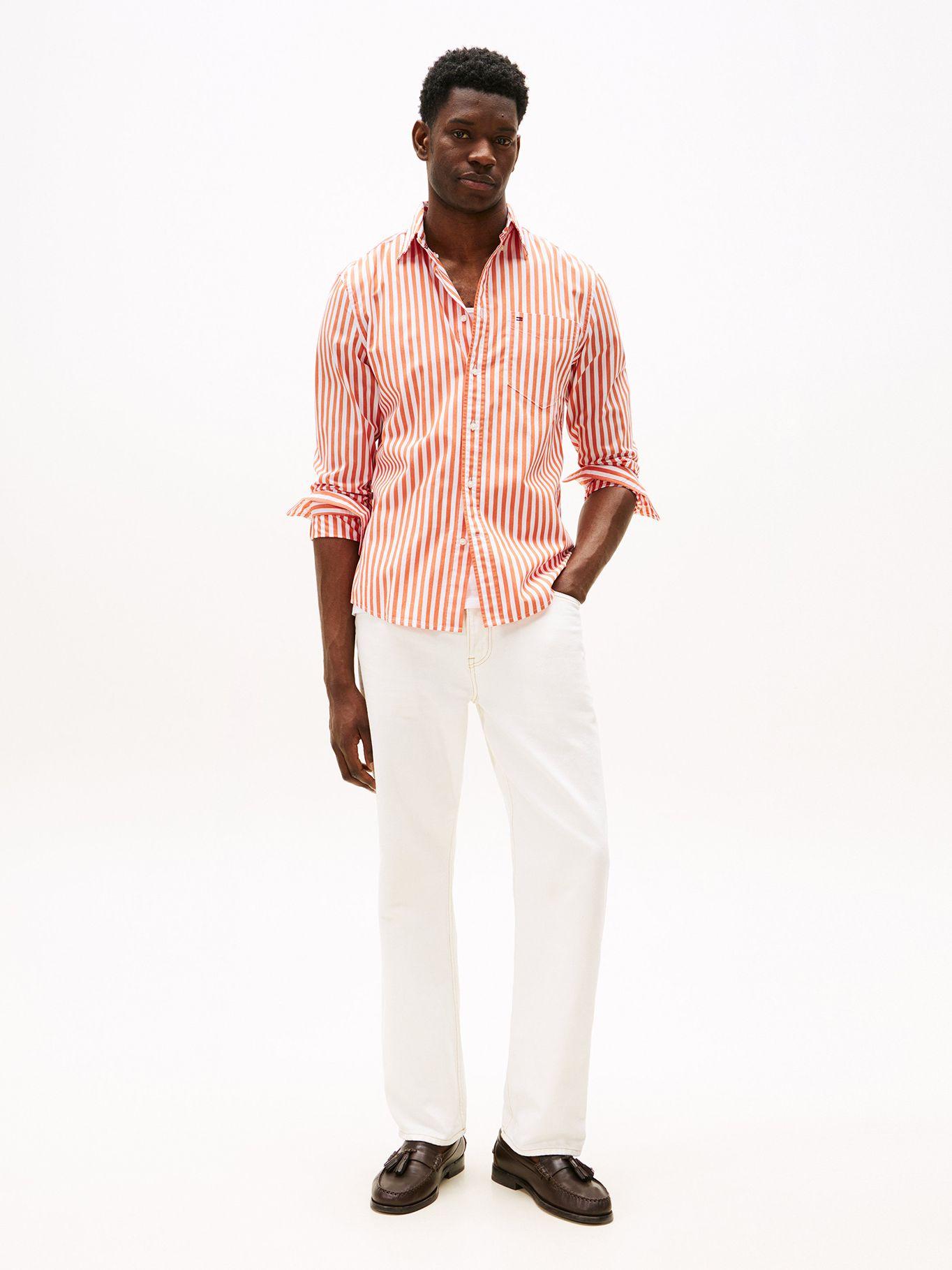 Camisa Rayas Th Flex Regular Fit Naranjo Tommy Hilfiger-1