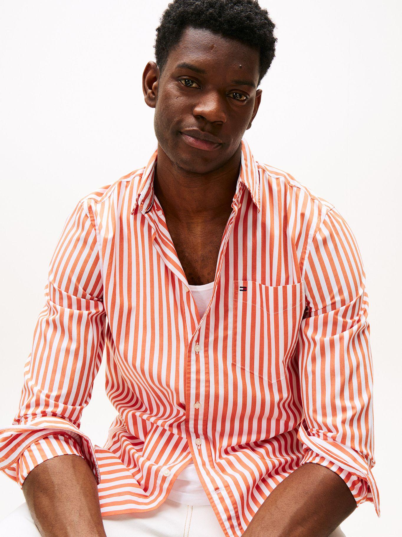 Camisa Rayas Th Flex Regular Fit Naranjo Tommy Hilfiger-3