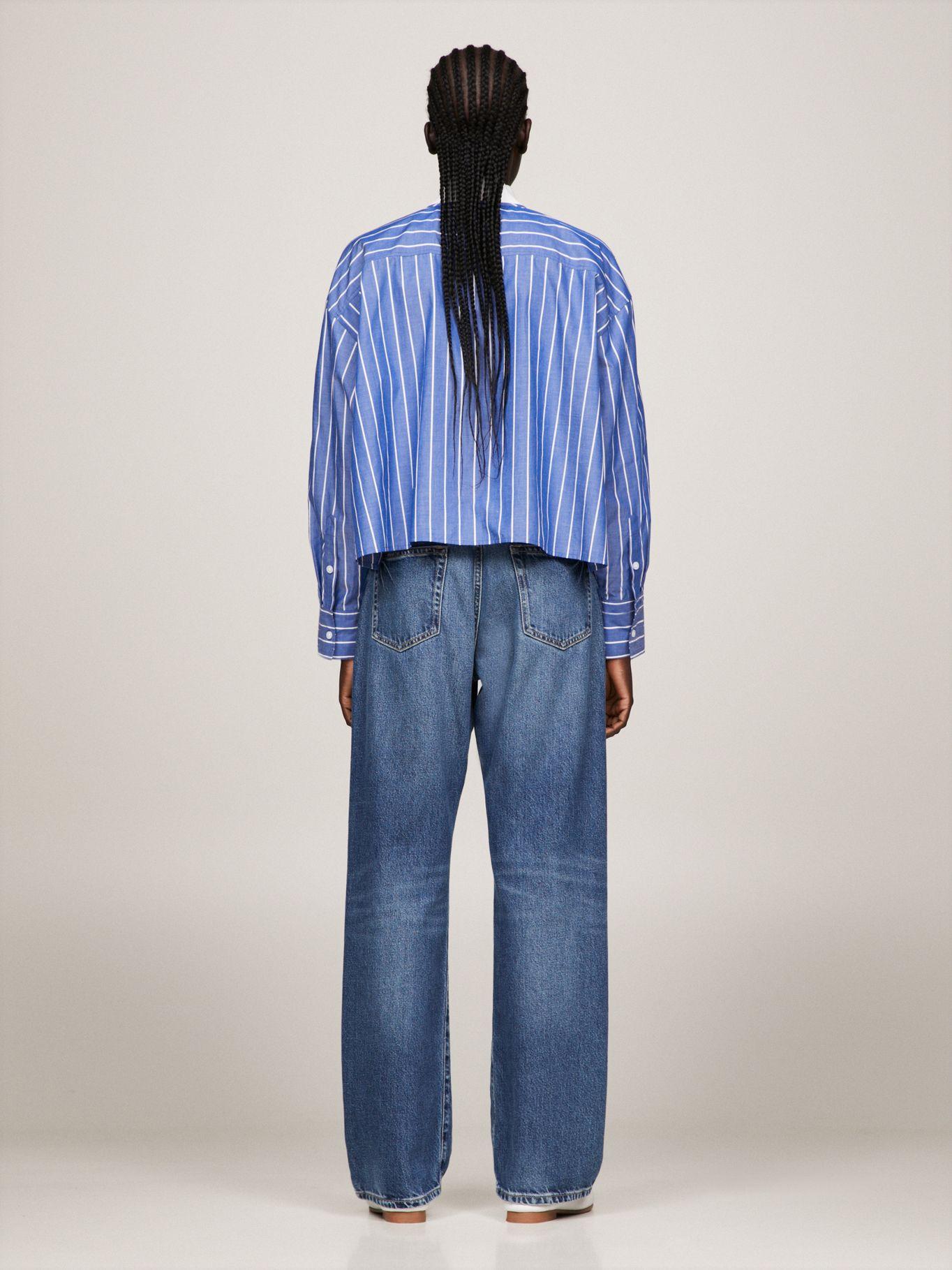 CAMISA CROPPED A RAYAS CELESTE TOMMY HILFIGER-2