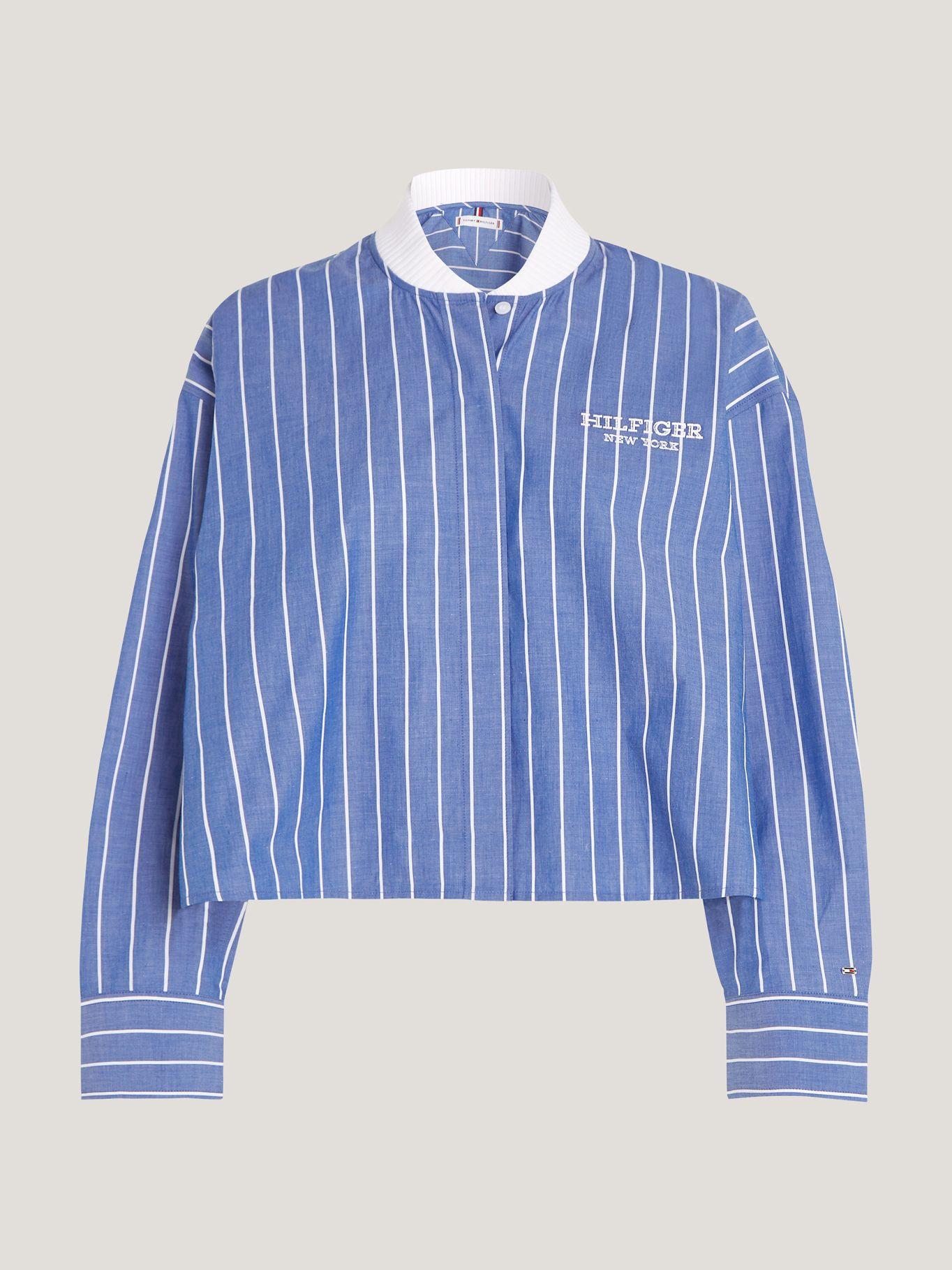 CAMISA CROPPED A RAYAS CELESTE TOMMY HILFIGER-4
