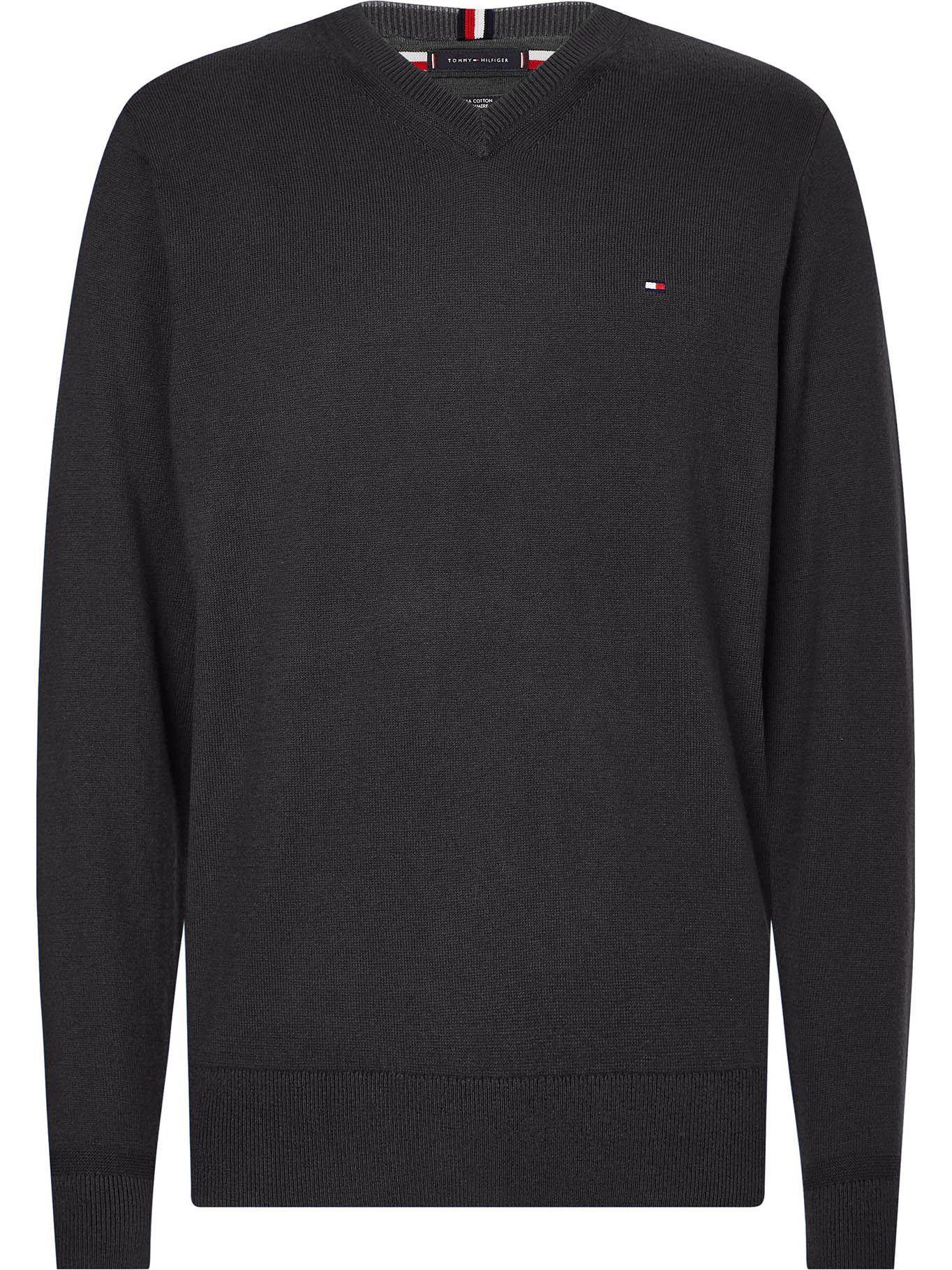 Sweater Pima Cashmere V-Neck Gris Tommy Hilfiger-0