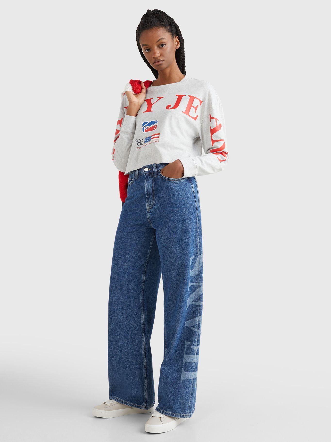 Jeans De Pernera Ancha Con Logos Azul Tommy Jeans-1