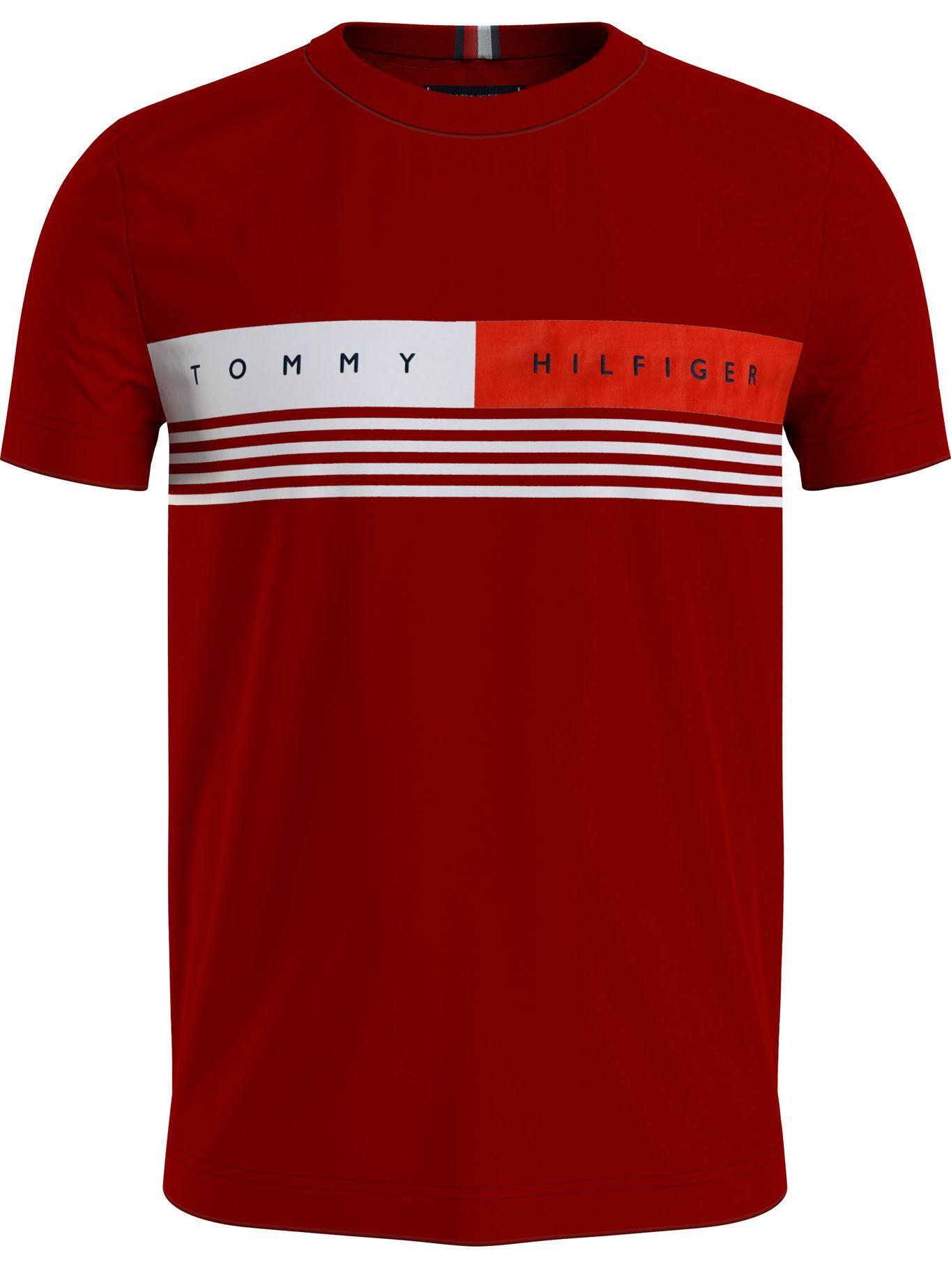 Polera Logo Stripe Rojo Tommy Hilfiger A2-0