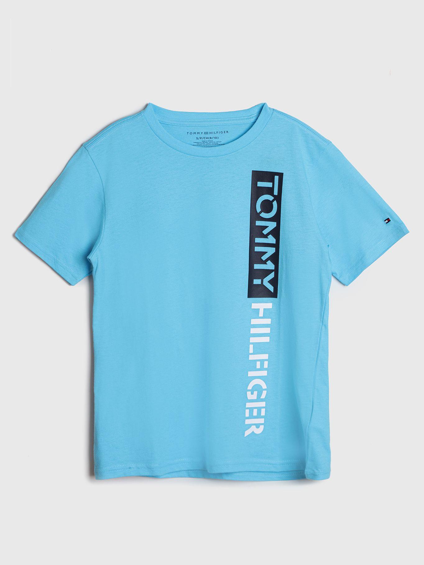 Polera Con Logo Vertical Celeste Tommy Hilfiger-0