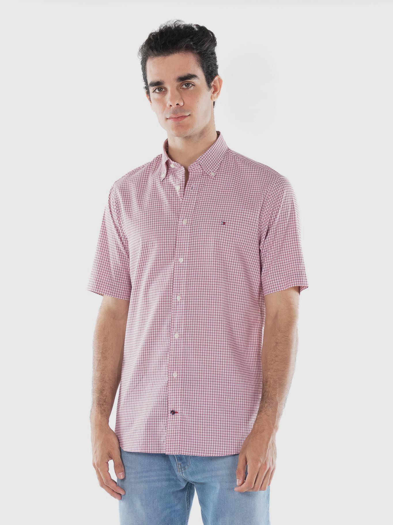 Camisa Business Check Regular Fit Rosado Tommy Hilfiger-0
