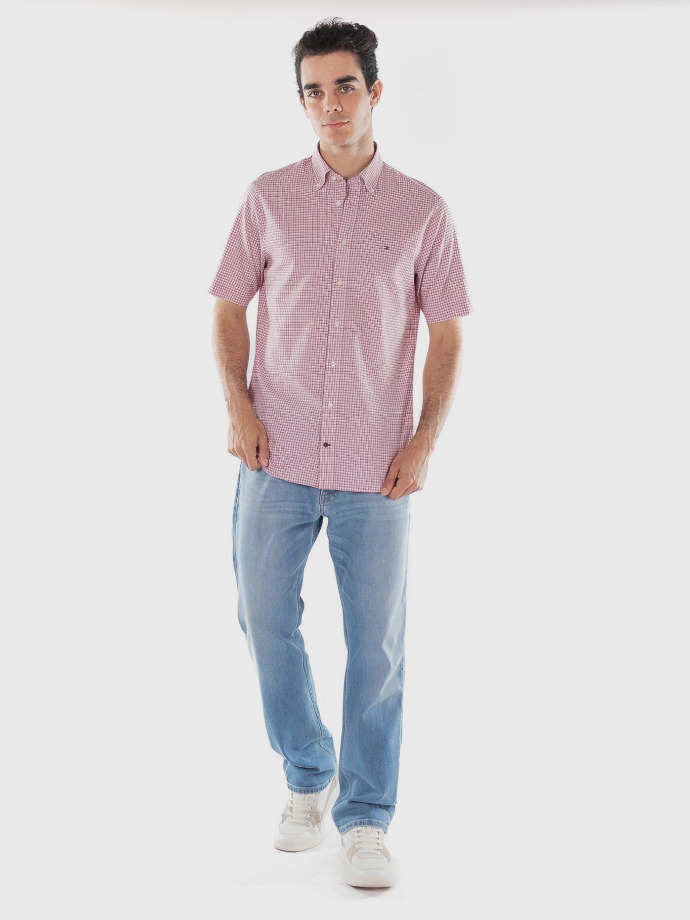 Camisa Business Check Regular Fit Rosado Tommy Hilfiger-1