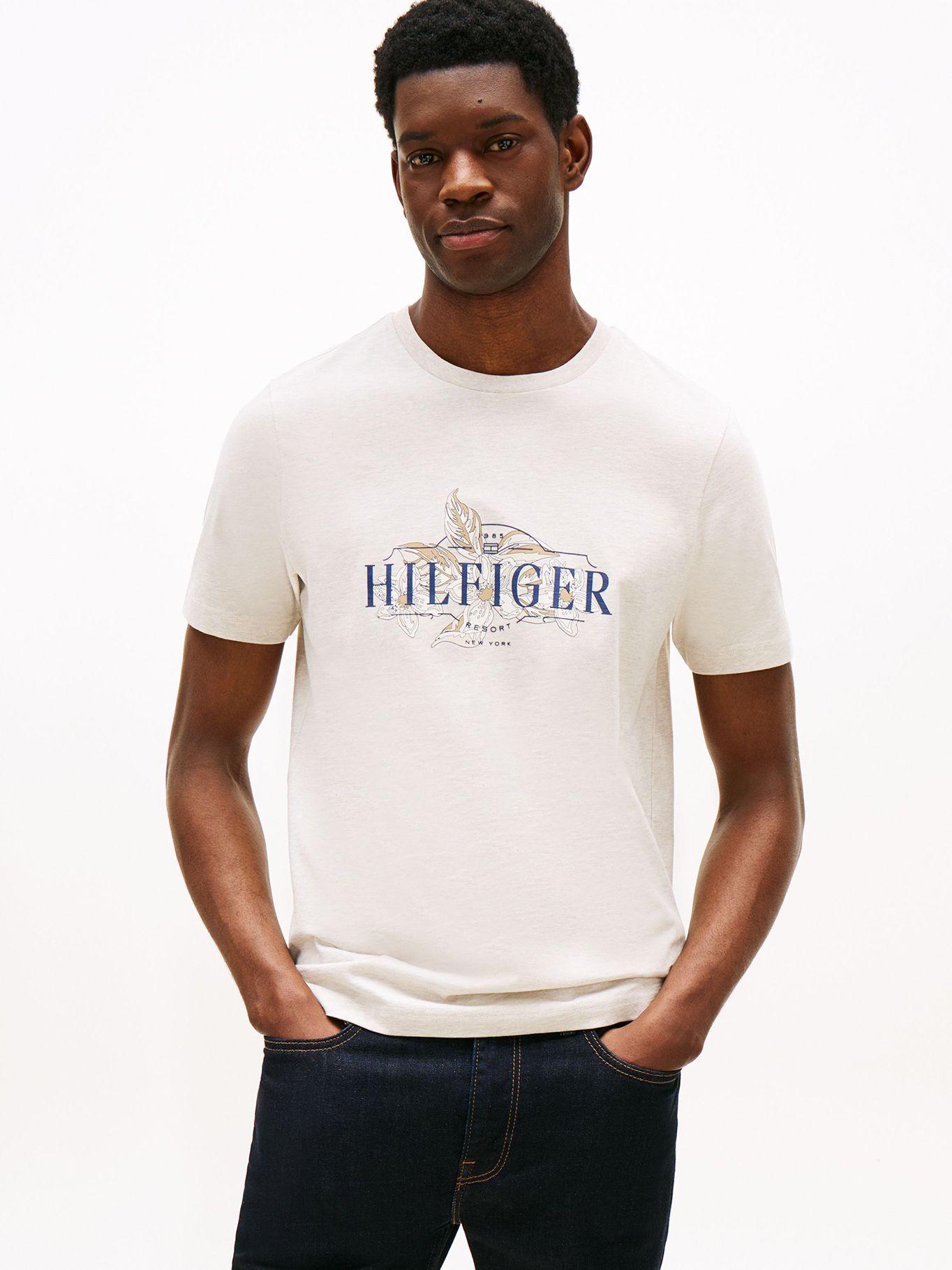 Polera Logo Tropical Floral Beige HGF Tommy Hilfiger-0