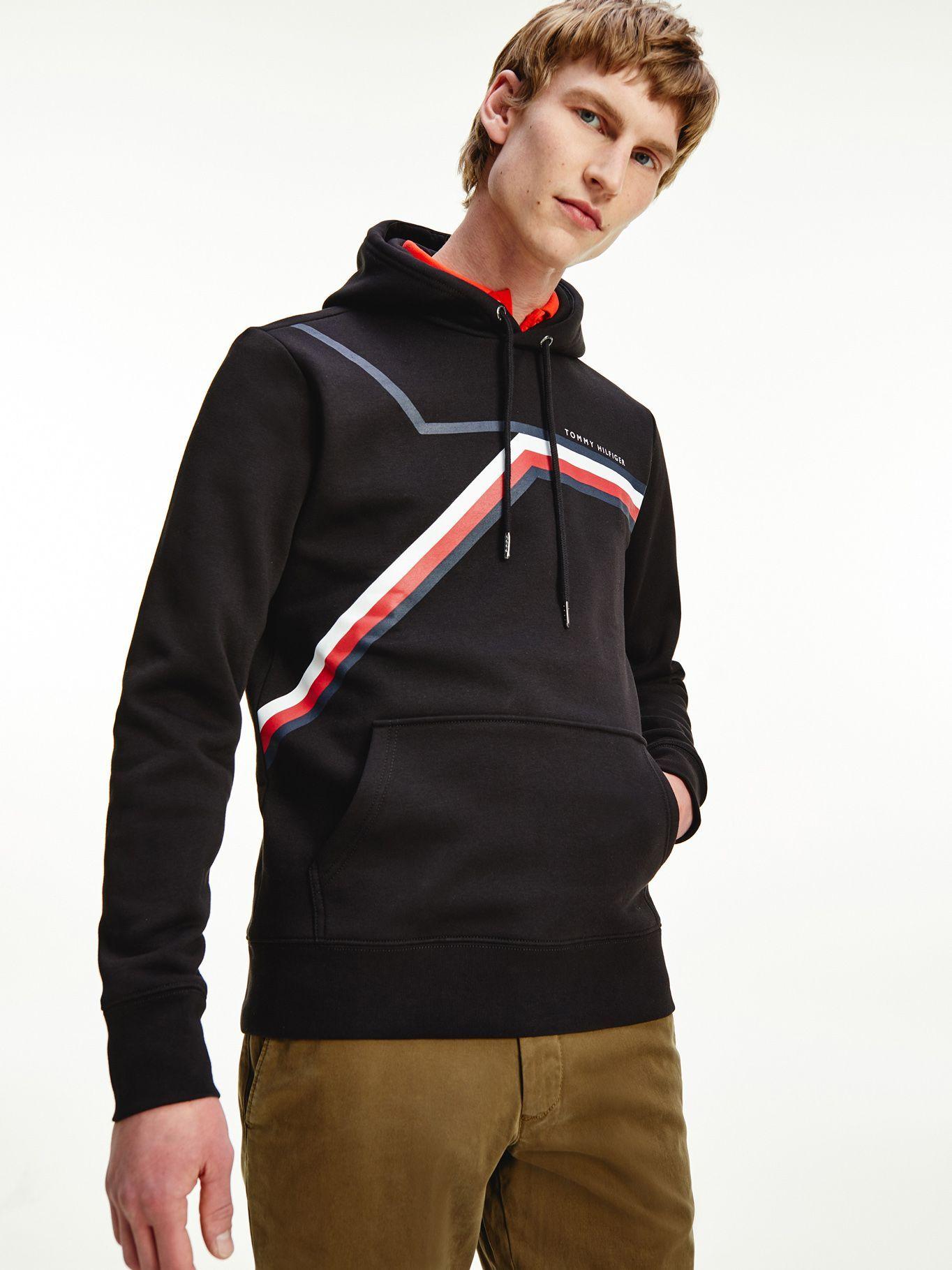 Polerón Hoodie Stripe Negro Tommy Hilfiger M2-0