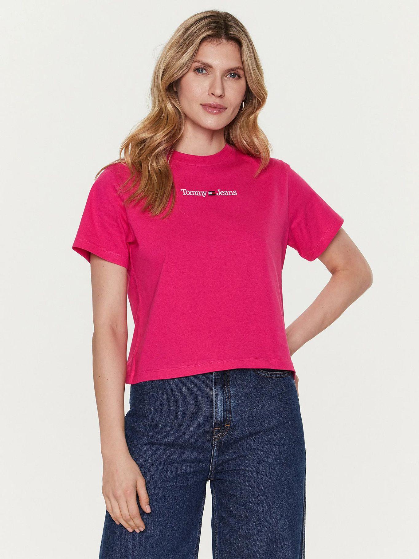 Polera Classic Serif Logo Rosado Tommy Jeans-0