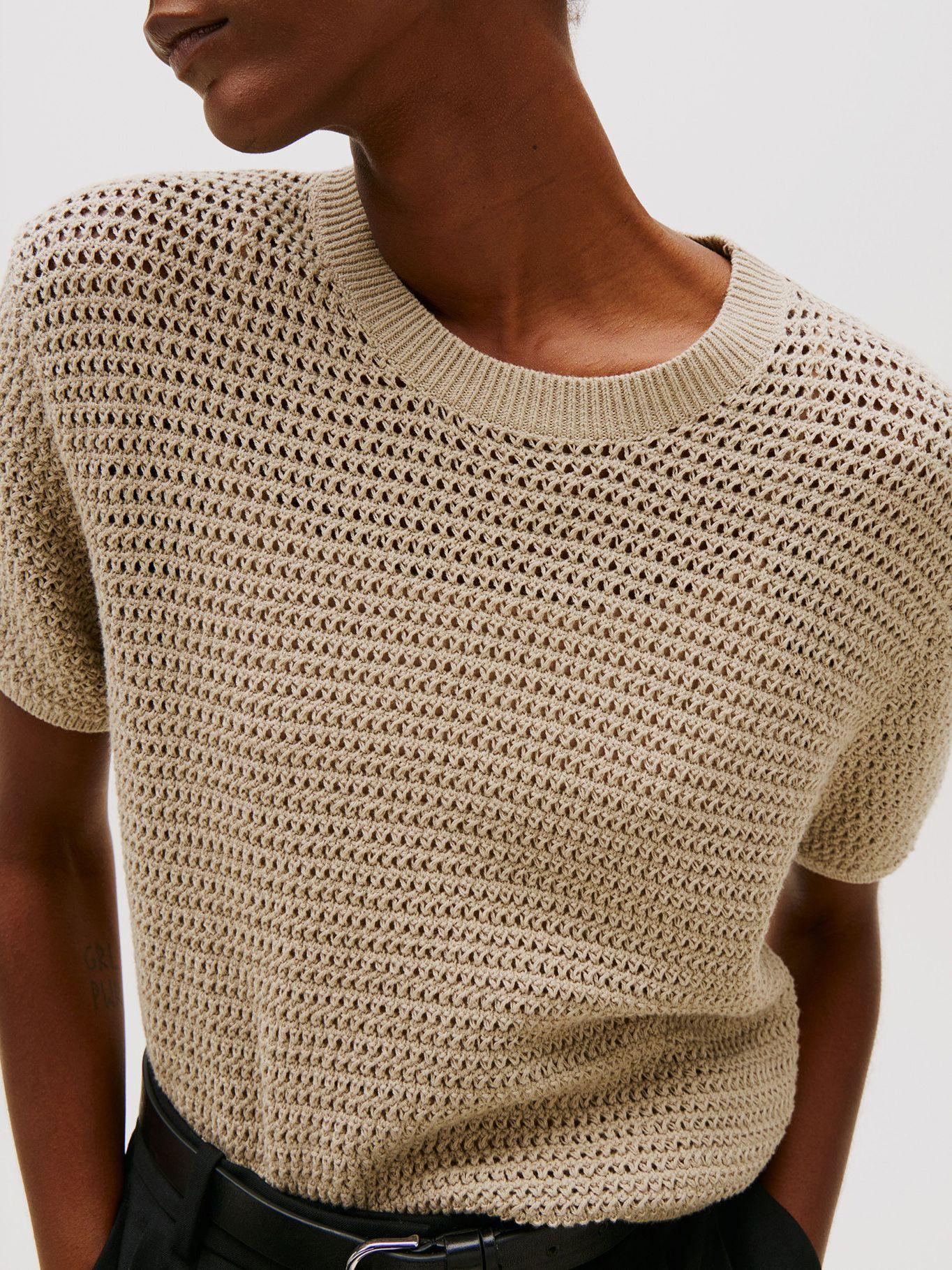 Sweater De Croché Solid Beige Tommy Hilfiger-3