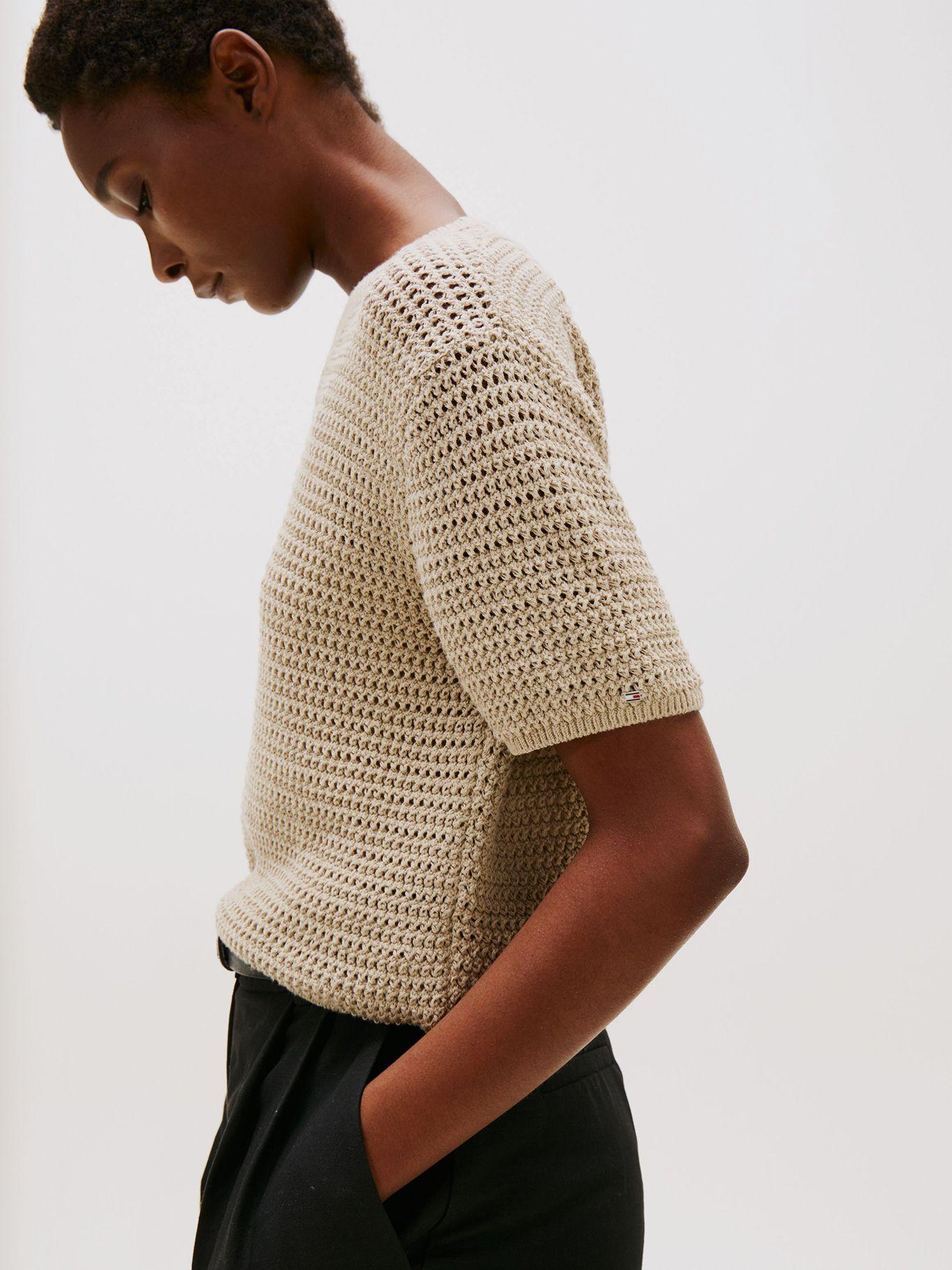Sweater De Croché Solid Beige Tommy Hilfiger-4